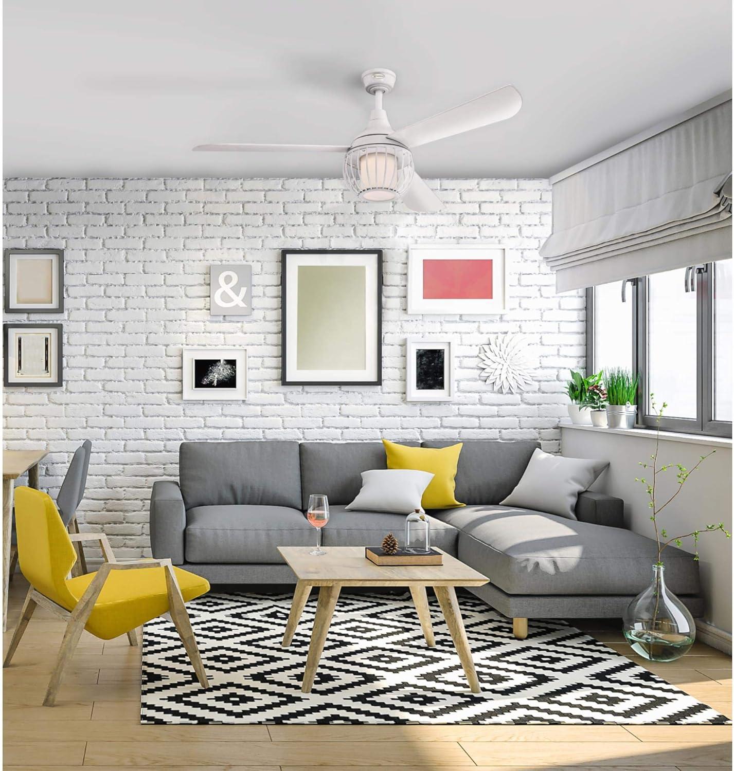 image:imageWestinghouse 7220700 Graham 52Inch White Indoor Dimmable LED Light Kit with Opal Frosted Glass Remote Control Included Ceiling Fan
