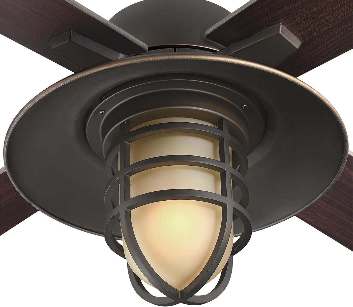 image:imageWestinghouse 7307100 Porto CraftsmanStyle LED Ceiling Fan with Light 52 Inch BlackBronze Finish Amber Frosted GlassBlackBronze