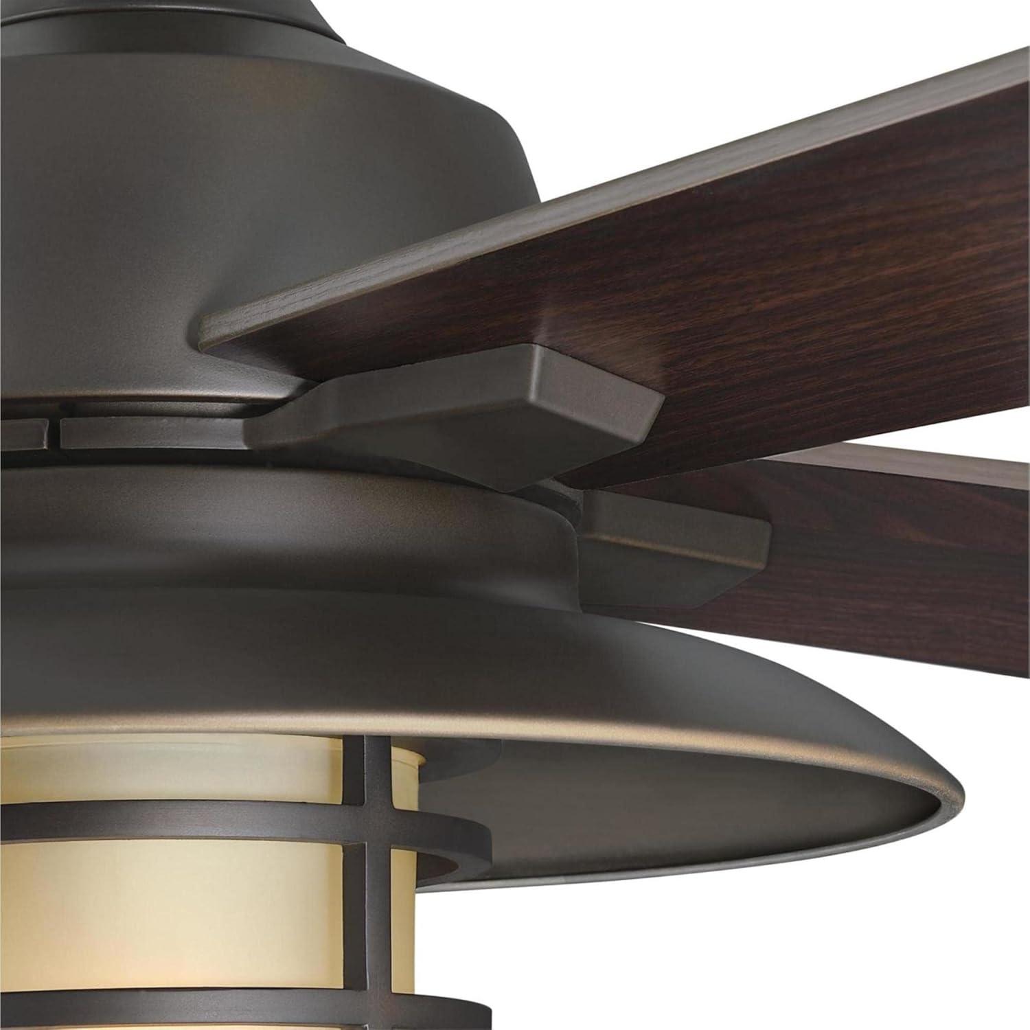 image:imageWestinghouse 7307100 Porto CraftsmanStyle LED Ceiling Fan with Light 52 Inch BlackBronze Finish Amber Frosted GlassBlackBronze
