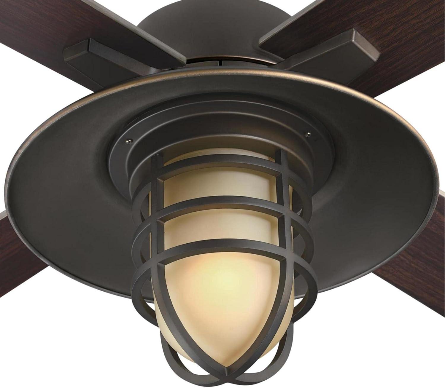 image:imageWestinghouse 7307100 Porto CraftsmanStyle LED Ceiling Fan with Light 52 Inch BlackBronze Finish Amber Frosted GlassBlackBronze