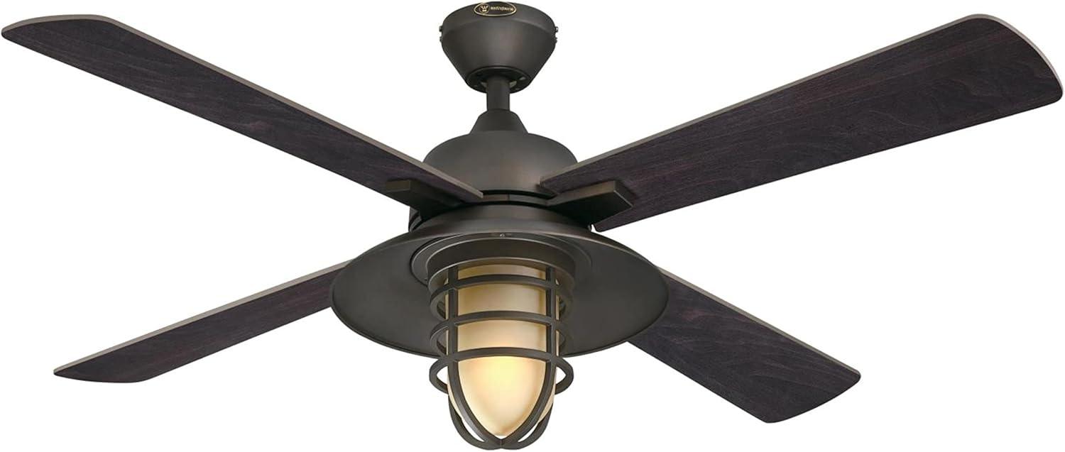 image:imageWestinghouse 7307100 Porto CraftsmanStyle LED Ceiling Fan with Light 52 Inch BlackBronze Finish Amber Frosted GlassBlackBronze