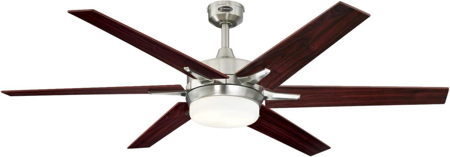 image:imageWestinghouse 74002B00 Transitional Cayuga Smart WiFi Ceiling Fan Compatible with Amazon Alexa and Google Home with LED Light Remote Control 60 Inch BlackBronze Finish Frosted Opal GlassBrushed Nickel