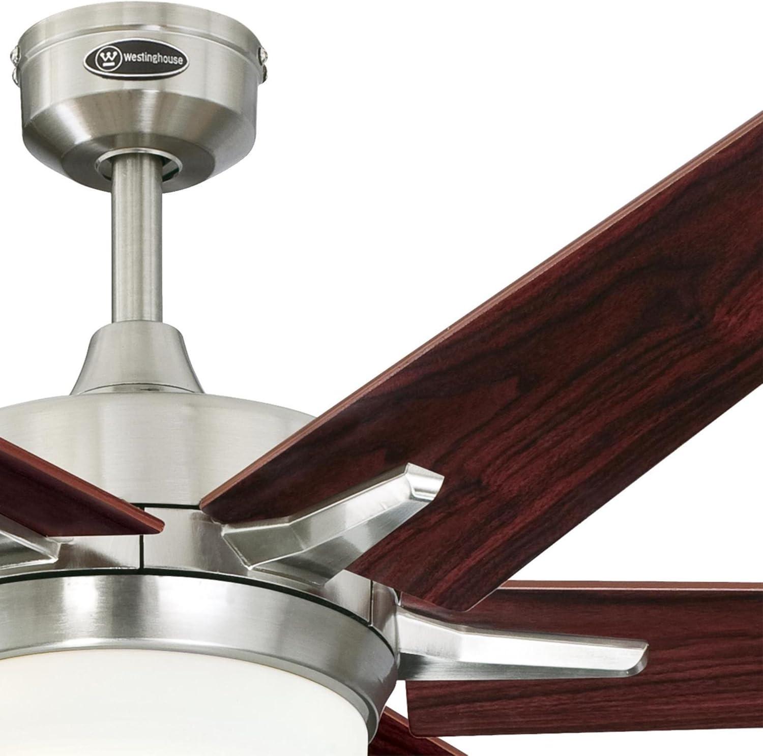 image:imageWestinghouse 74002B00 Transitional Cayuga Smart WiFi Ceiling Fan Compatible with Amazon Alexa and Google Home with LED Light Remote Control 60 Inch BlackBronze Finish Frosted Opal GlassBrushed Nickel