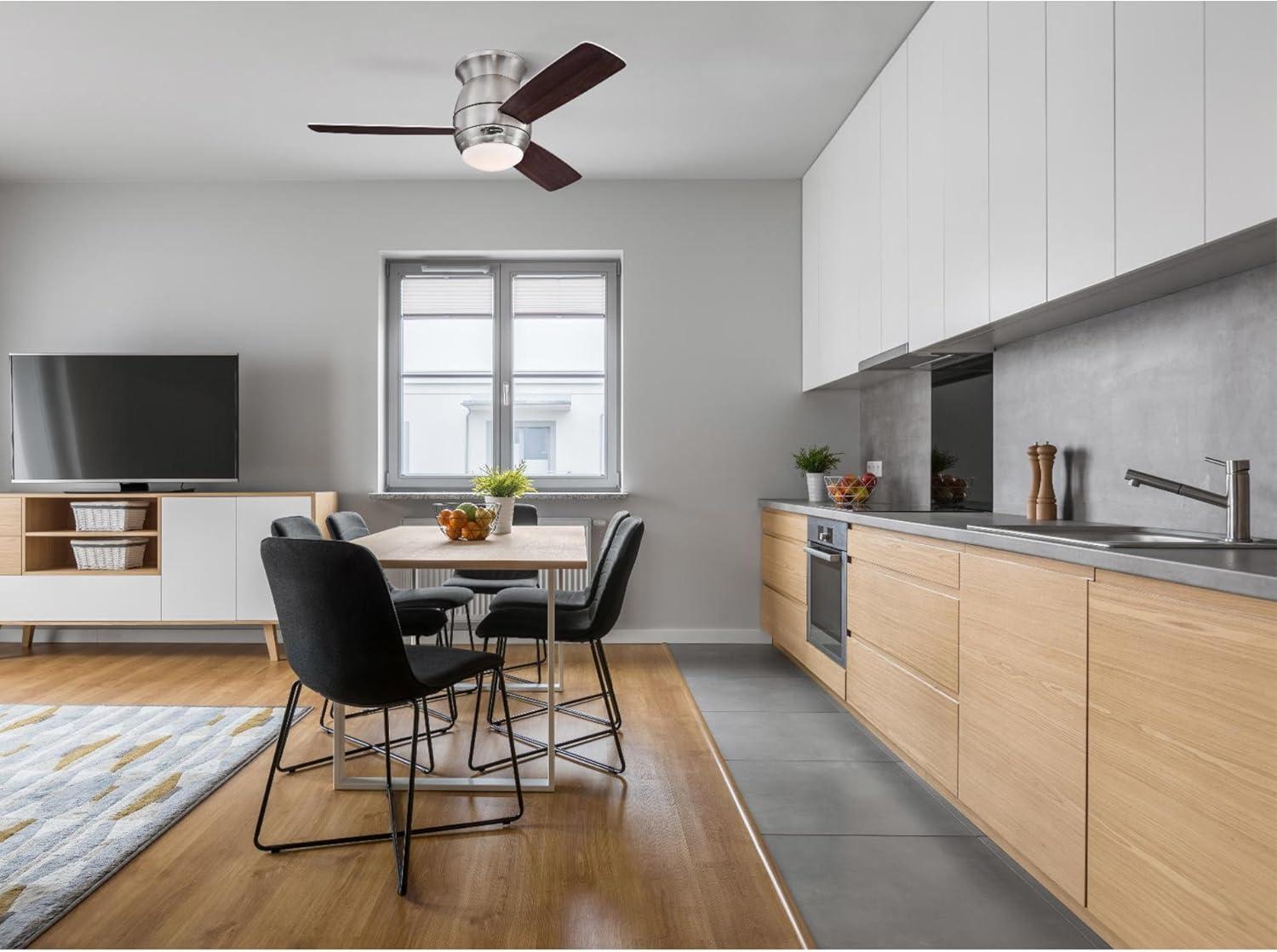 image:imageWestinghouse 74004B00 Contemporary Halley Smart WiFi Ceiling Fan Compatible with Amazon Alexa and Google Home with LED Light IndoorOutdoor 44 Inch BlackBronze Finish Frosted Opal GlassBrushed Nickel