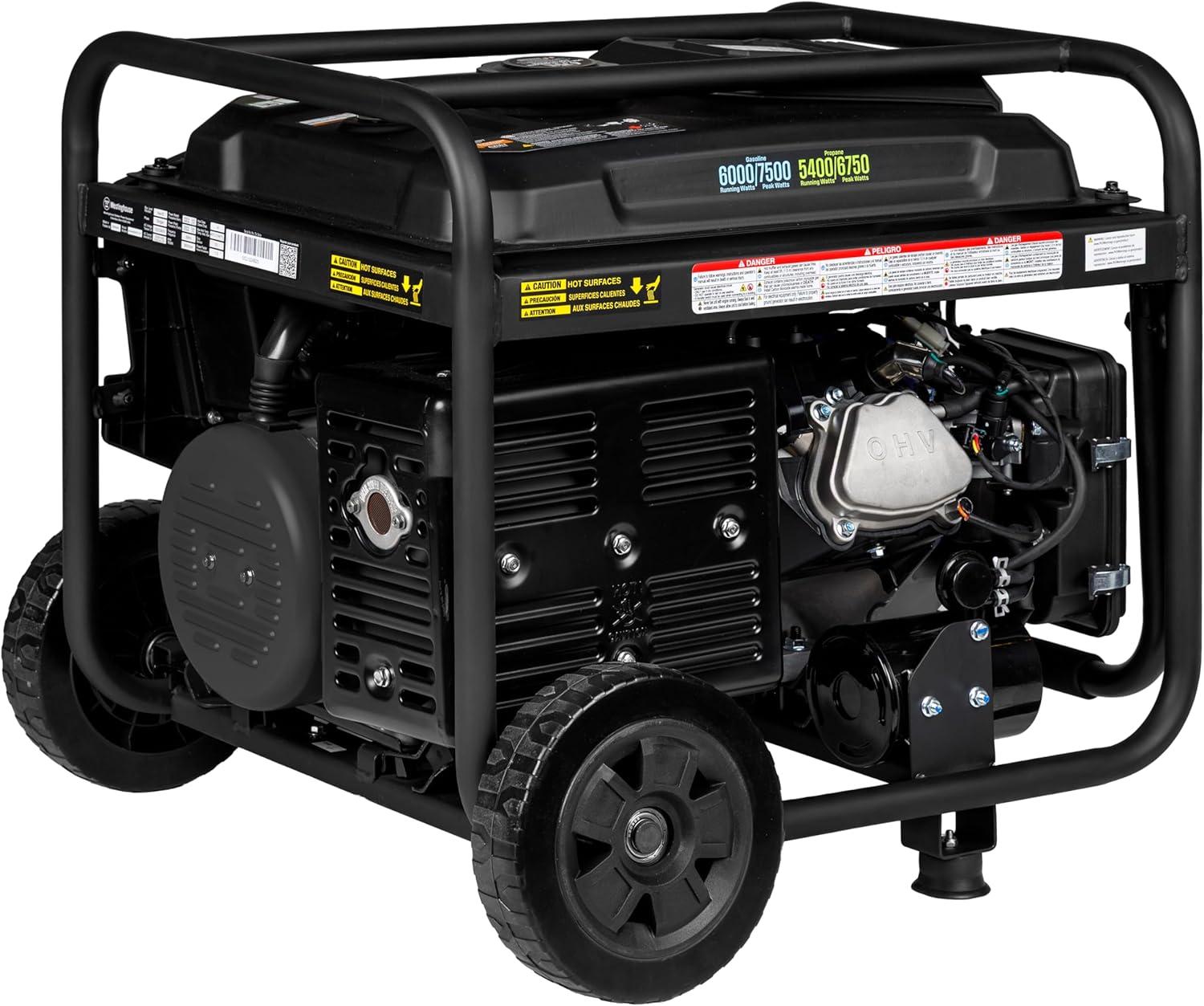 image:imageWestinghouse 7500 Peak Watt EFI Dual Fuel Home Backup Portable Generator Remote Electric Start Transfer Switch Ready Gas and Propane Powered CO Sensor CARB Compliant7500 Watts Dual Fuel EFI