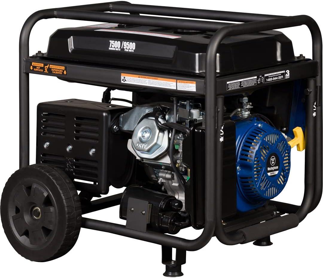 image:imageWestinghouse 7500 Peak Watt EFI Dual Fuel Home Backup Portable Generator Remote Electric Start Transfer Switch Ready Gas and Propane Powered CO Sensor CARB Compliant9500 Watts Gas Only CO Sensor