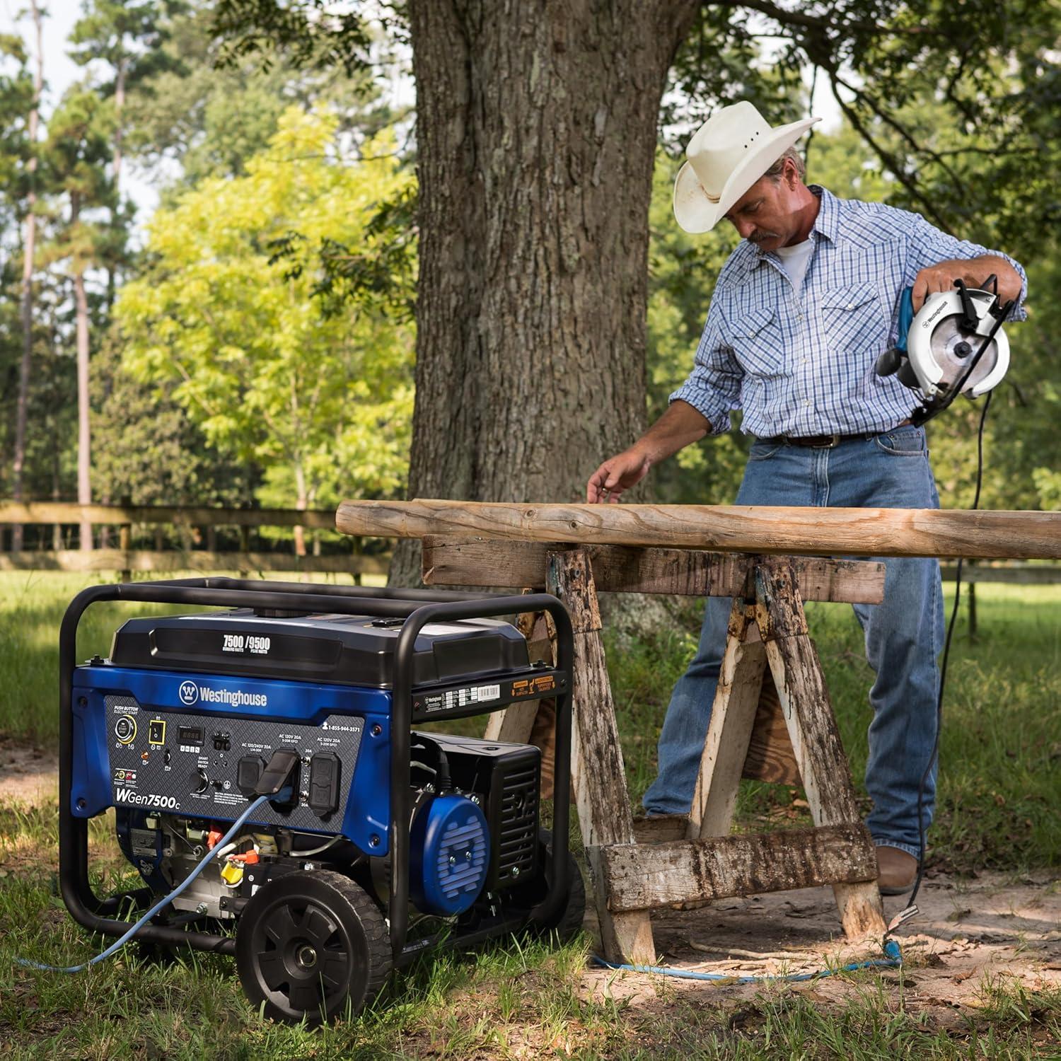 image:imageWestinghouse 7500 Peak Watt EFI Dual Fuel Home Backup Portable Generator Remote Electric Start Transfer Switch Ready Gas and Propane Powered CO Sensor CARB Compliant9500 Watts Gas Only CO Sensor