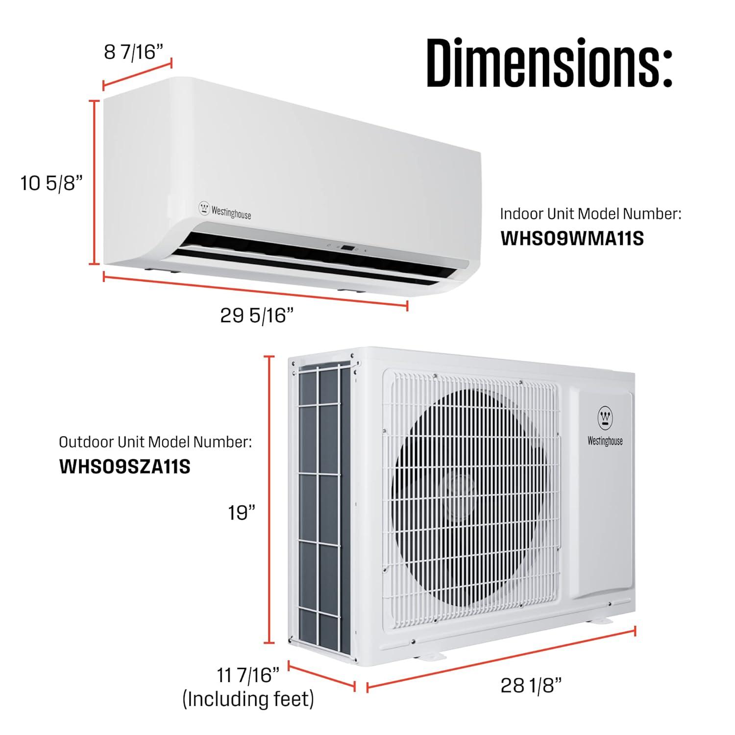 image:imageWestinghouse 9000 BTU 115V 185 SEER2 Ductless Mini Split ACHeating System Inverter Heat Pump with 15ft Installation Kit White