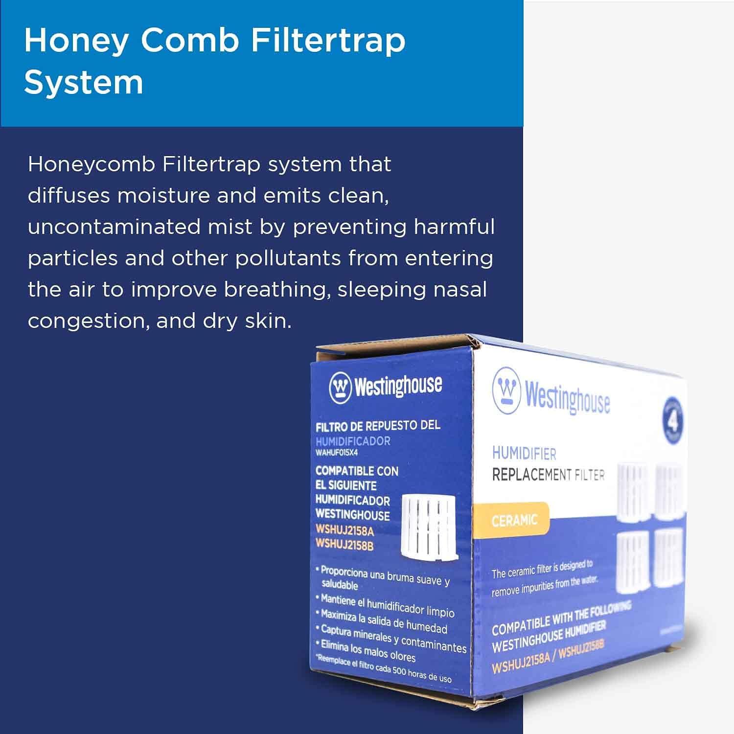 image:imageWestinghouse Ceramic Ball Filter Set for Westinghouse Humidifiers WSHUJ2158B amp WSHUJ2158A 4 Pack Features Honeycomb Filtration System to Maintain Clean and Breathable Air