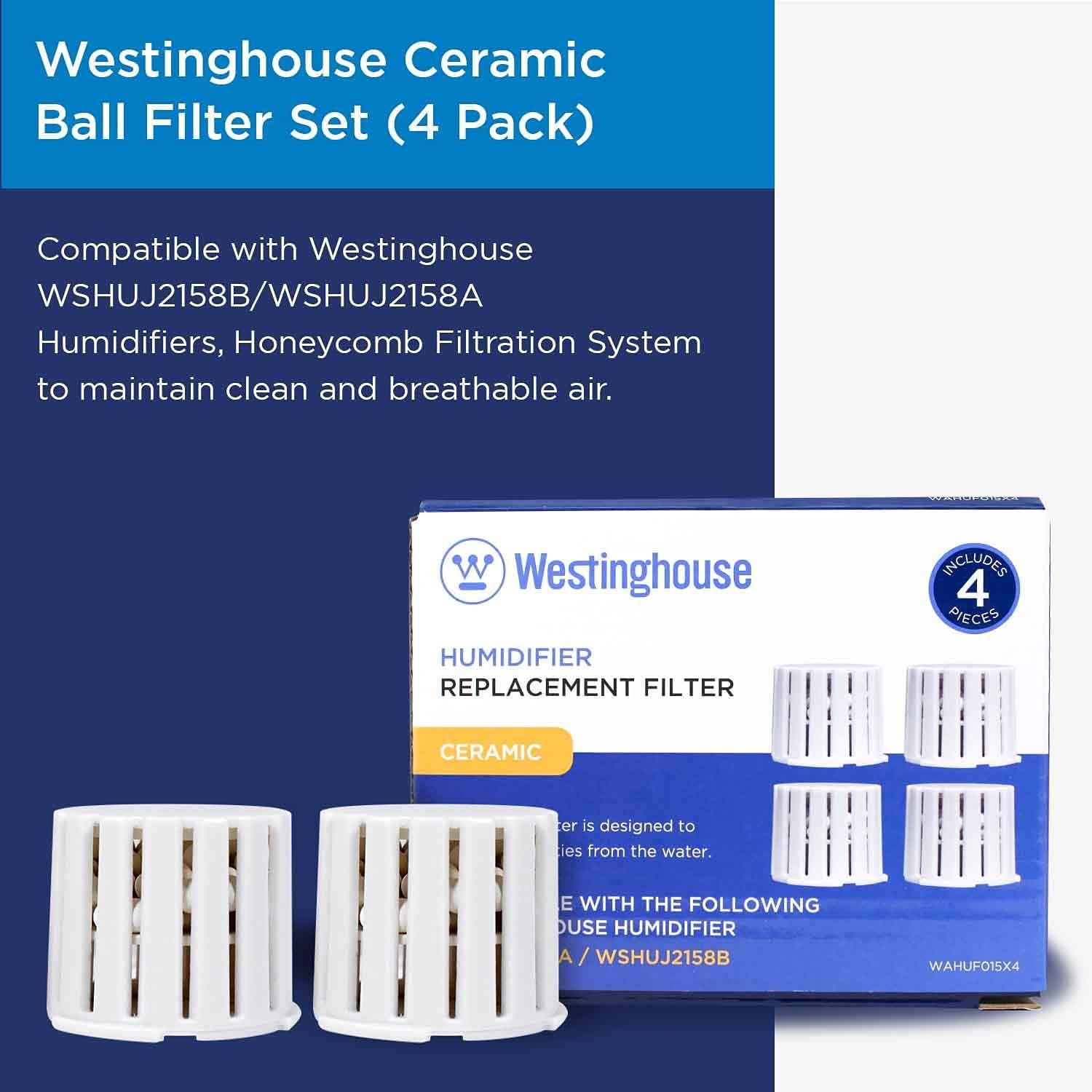 image:imageWestinghouse Ceramic Ball Filter Set for Westinghouse Humidifiers WSHUJ2158B amp WSHUJ2158A 4 Pack Features Honeycomb Filtration System to Maintain Clean and Breathable Air