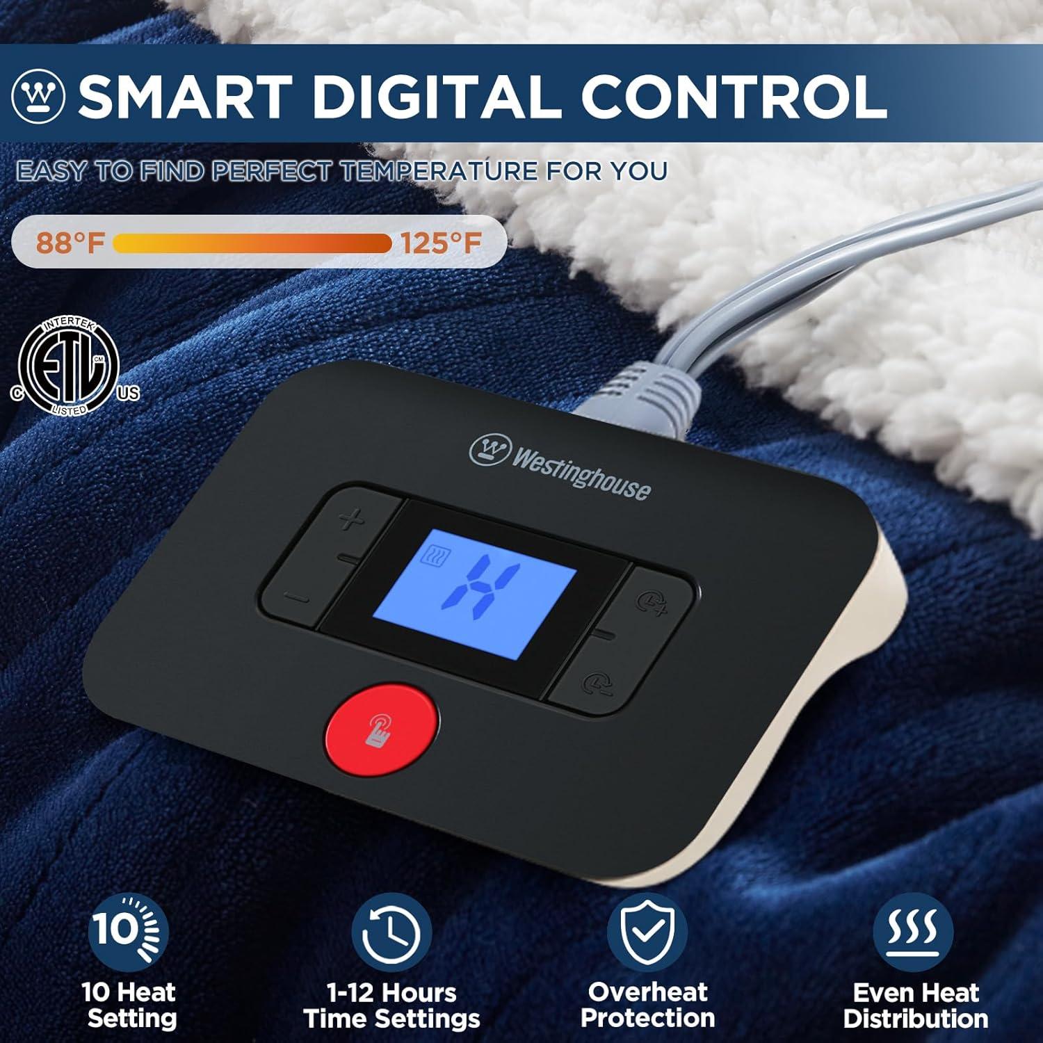 image:imageWestinghouse Electric Blanket Heated Throw Super Cozy Luxury Faux Fur amp Sherpa with 6 Heating Levels amp 210 Hours Auto Off Fast Heating amp Overheat Protection 50x60 Inch BurgundyNavy