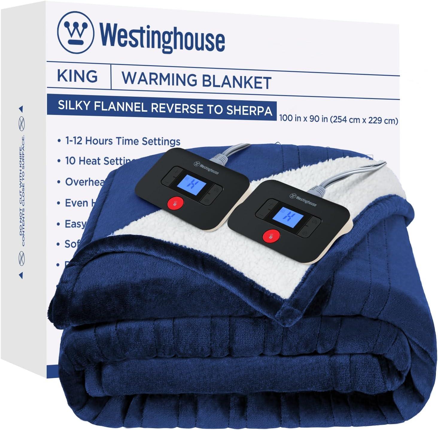 image:imageWestinghouse Electric Blanket Heated Throw Super Cozy Luxury Faux Fur amp Sherpa with 6 Heating Levels amp 210 Hours Auto Off Fast Heating amp Overheat Protection 50x60 Inch BurgundyNavy