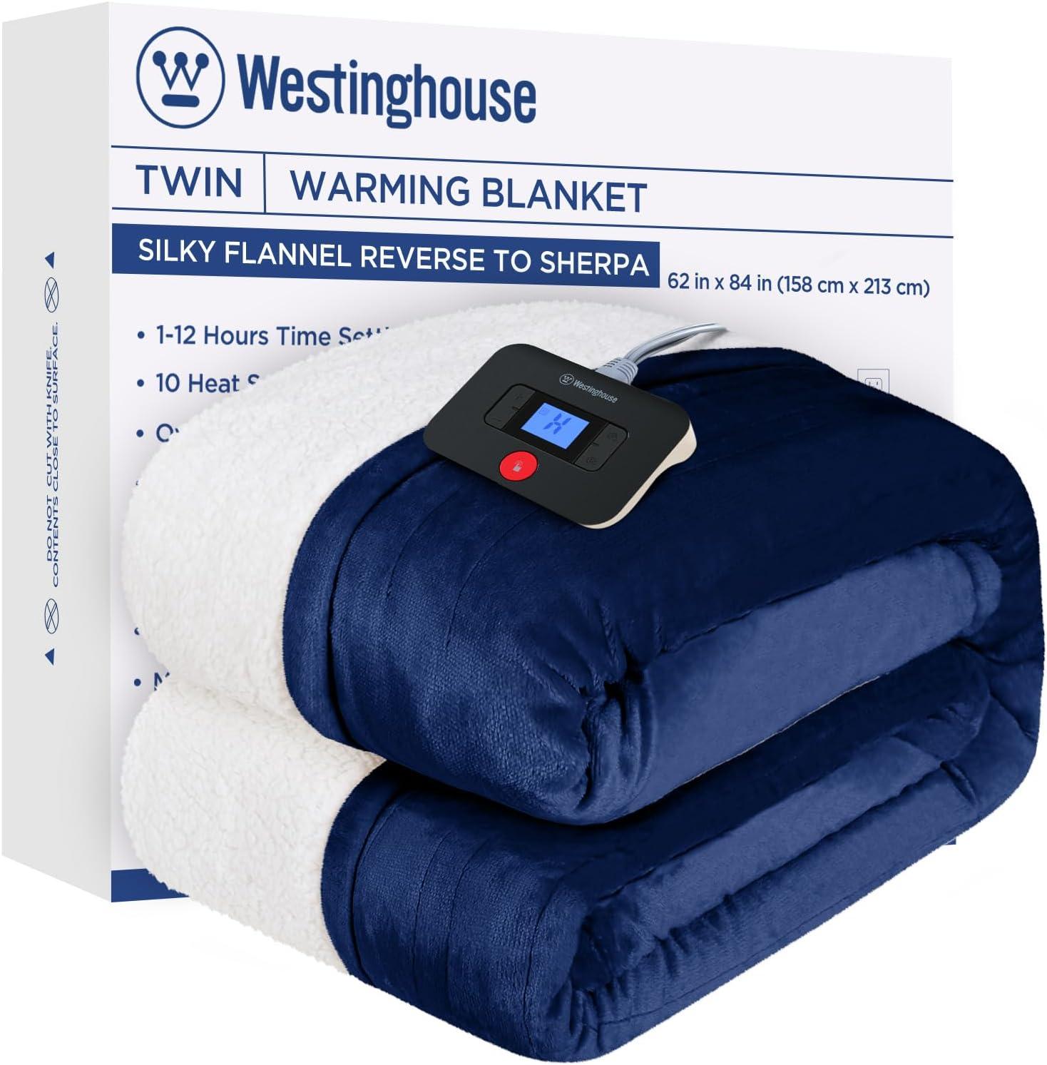 image:imageWestinghouse Electric Blanket Heated Throw Super Cozy Luxury Faux Fur amp Sherpa with 6 Heating Levels amp 210 Hours Auto Off Fast Heating amp Overheat Protection 50x60 Inch BurgundyNavy