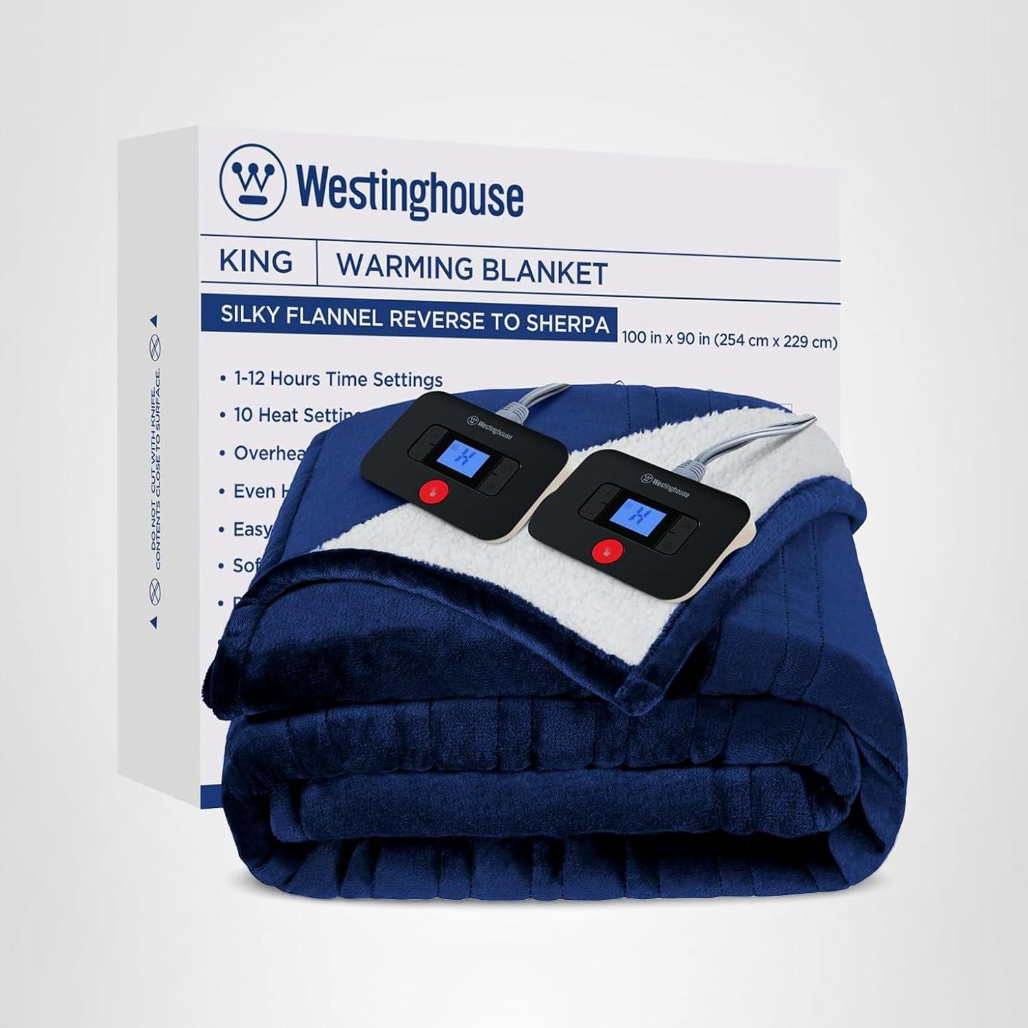 image:imageWestinghouse Electric Blanket Heated Throw Super Cozy Luxury Faux Fur amp Sherpa with 6 Heating Levels amp 210 Hours Auto Off Fast Heating amp Overheat Protection 50x60 Inch BurgundyNavy