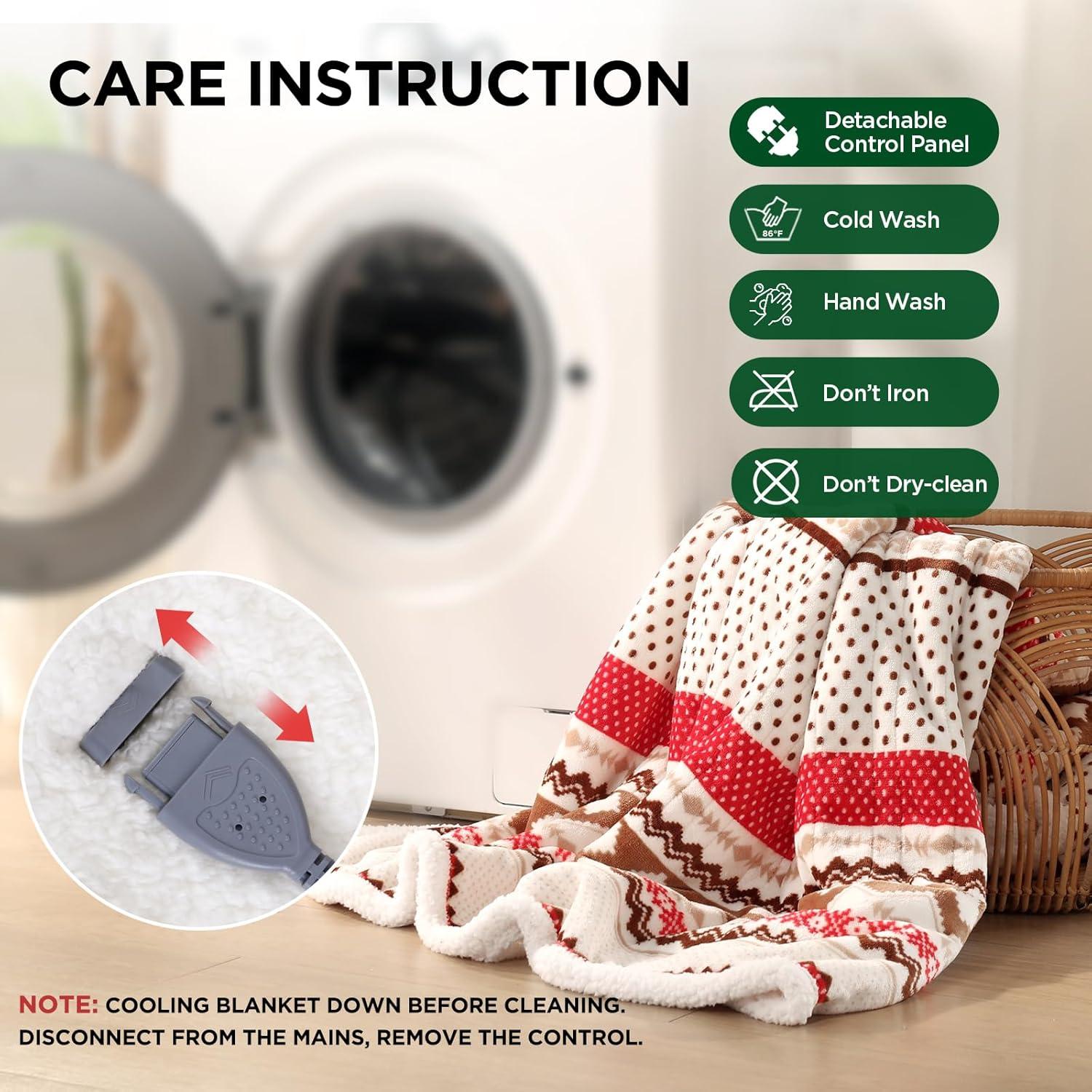image:imageWestinghouse Electric Blanket Heated Throw Super Cozy Luxury Faux Fur amp Sherpa with 6 Heating Levels amp 210 Hours Auto Off Fast Heating amp Overheat Protection 50x60 Inch BurgundyChristmas Stripe