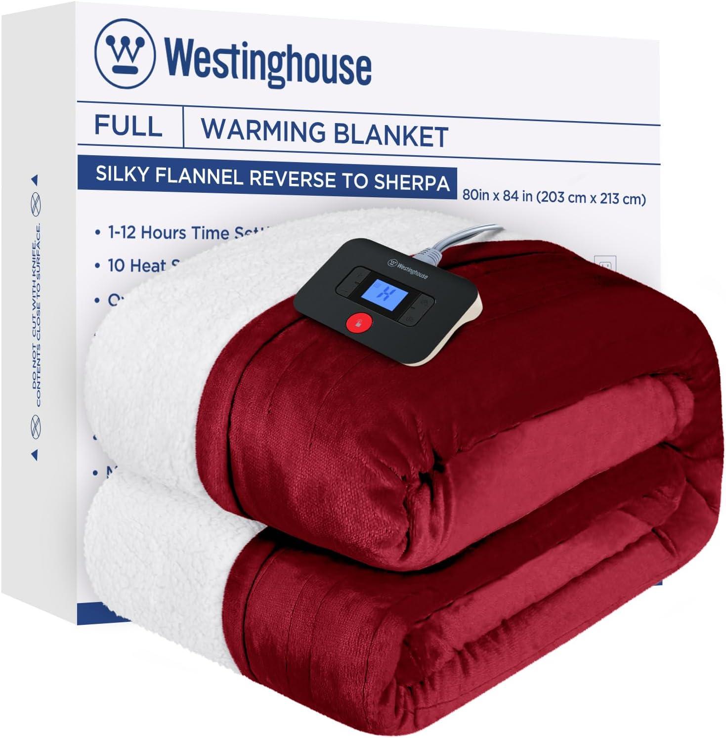 image:imageWestinghouse Electric Blanket Heated Throw Super Cozy Luxury Faux Fur amp Sherpa with 6 Heating Levels amp 210 Hours Auto Off Fast Heating amp Overheat Protection 50x60 Inch BurgundyRed