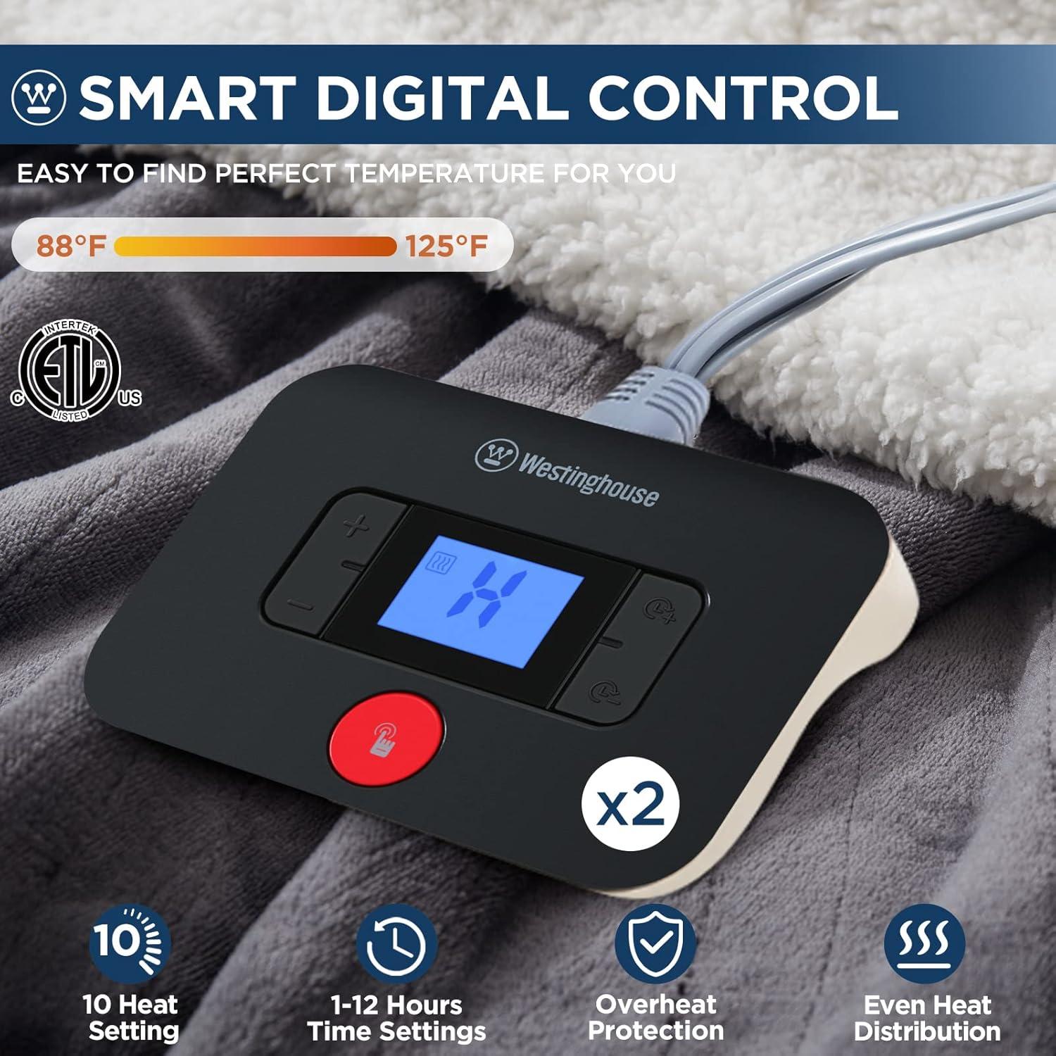 image:imageWestinghouse Electric Blanket Heated Throw Super Cozy Luxury Faux Fur amp Sherpa with 6 Heating Levels amp 210 Hours Auto Off Fast Heating amp Overheat Protection 50x60 Inch BurgundyCharcoal