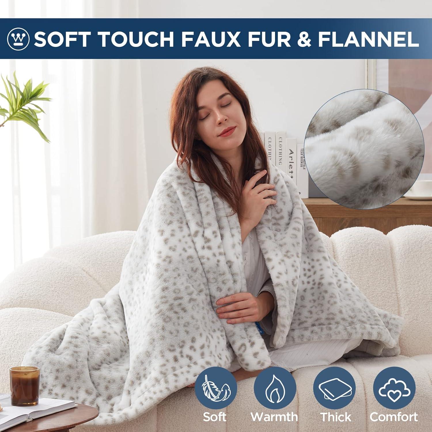image:imageWestinghouse Electric Blanket Heated Throw Super Cozy Luxury Faux Fur amp Sherpa with 6 Heating Levels amp 210 Hours Auto Off Fast Heating amp Overheat Protection 50x60 Inch BurgundyGreyleopard