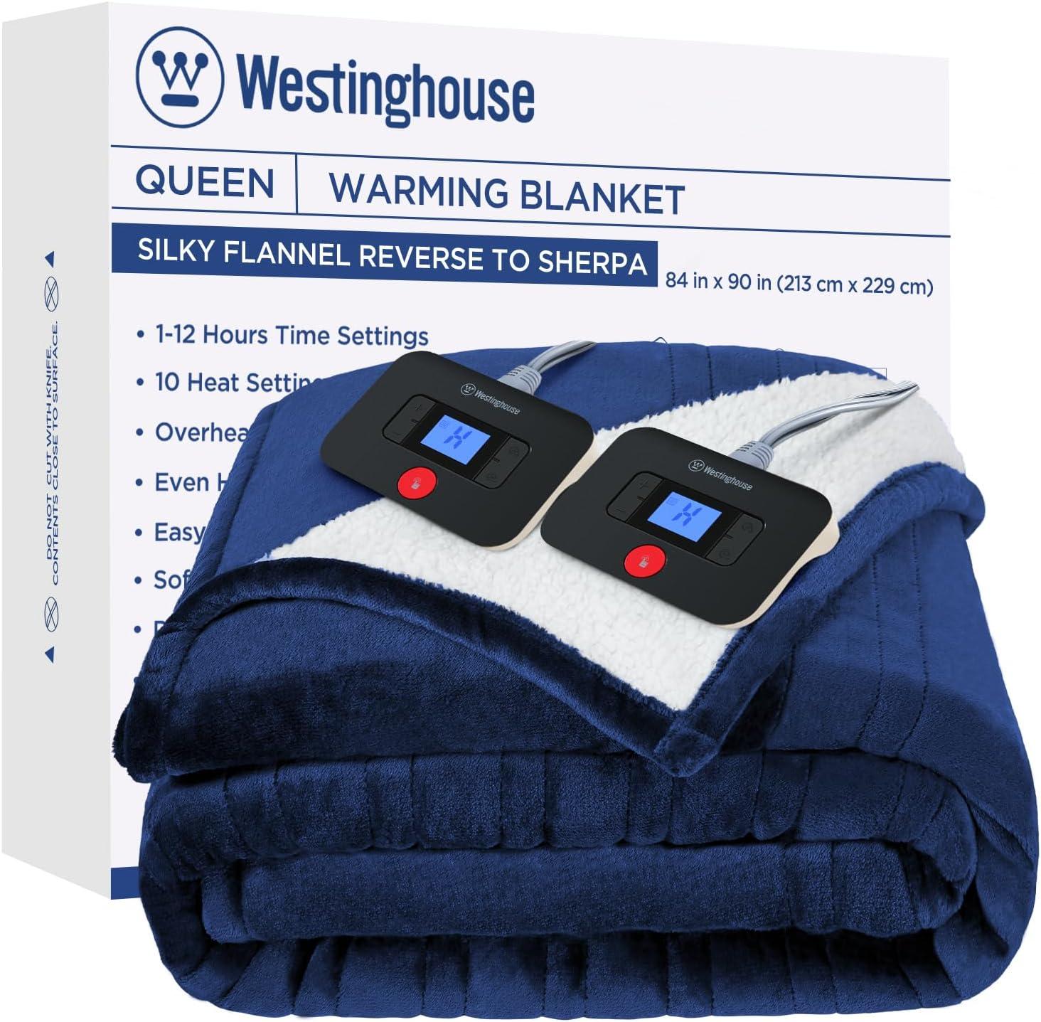 image:imageWestinghouse Electric Blanket Heated Throw Super Cozy Luxury Faux Fur amp Sherpa with 6 Heating Levels amp 210 Hours Auto Off Fast Heating amp Overheat Protection 50x60 Inch BurgundyNavy
