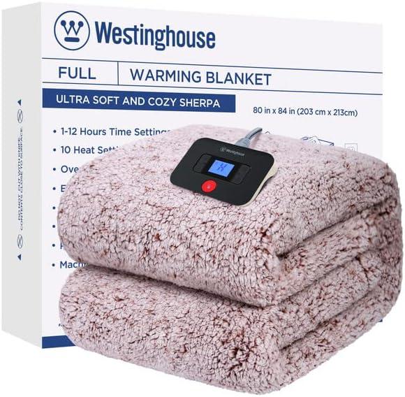 image:imageWestinghouse Electric Blanket Throw Size Soft Plush Sherpa Heated Blanket with 6 Heating Levels amp 210 Hours AutoOff Machine Washable 50x60 inches RustRust