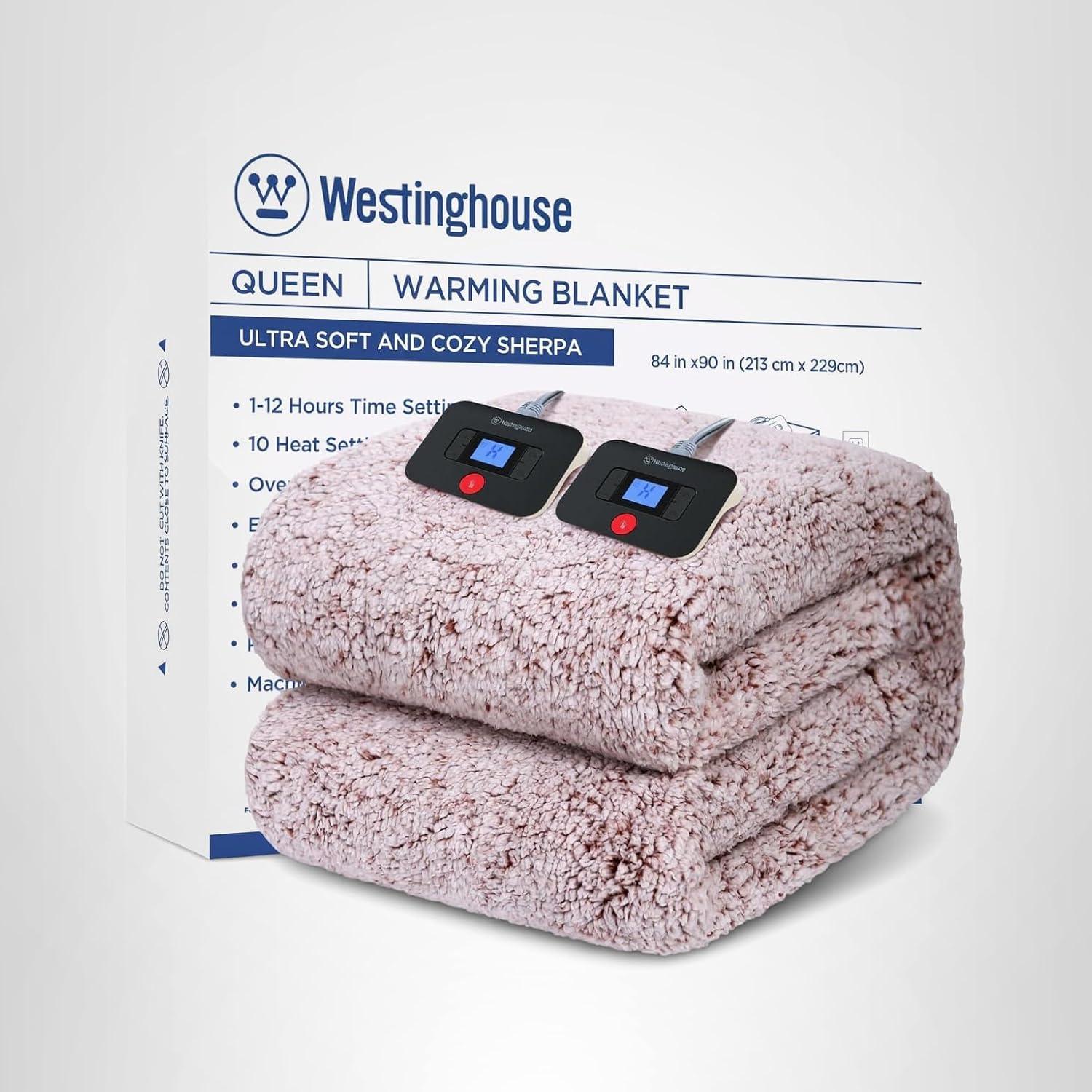 image:imageWestinghouse Electric Blanket Throw Size Soft Plush Sherpa Heated Blanket with 6 Heating Levels amp 210 Hours AutoOff Machine Washable 50x60 inches RustRust