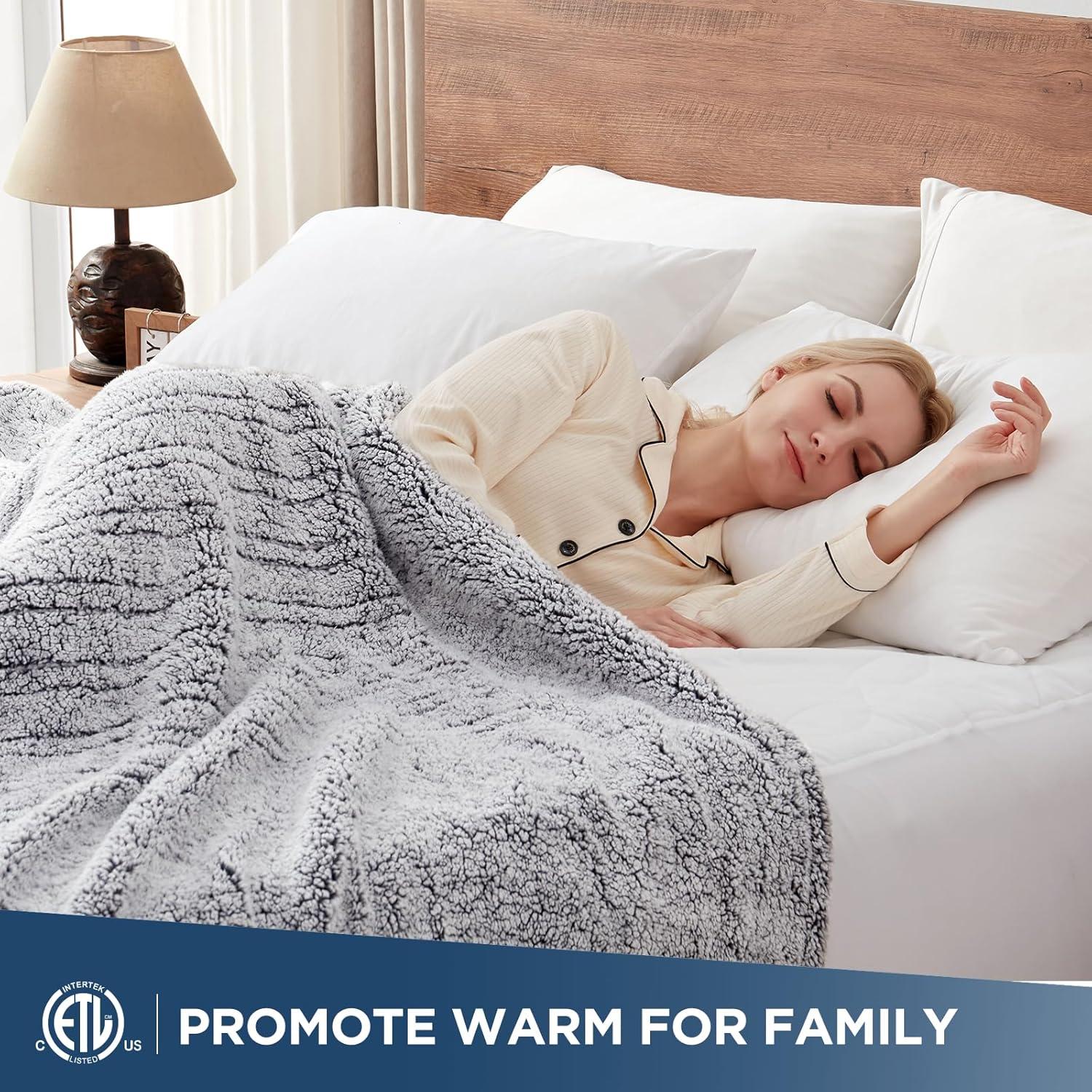 image:imageWestinghouse Electric Blanket Throw Size Soft Plush Sherpa Heated Blanket with 6 Heating Levels amp 210 Hours AutoOff Machine Washable 50x60 inches RustCharcoal