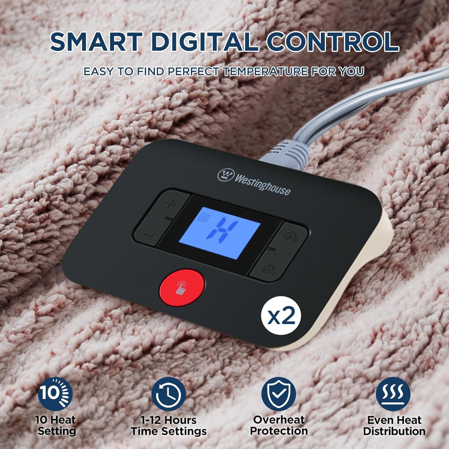 image:imageWestinghouse Electric Blanket Throw Size Soft Plush Sherpa Heated Blanket with 6 Heating Levels amp 210 Hours AutoOff Machine Washable 50x60 inches RustRust