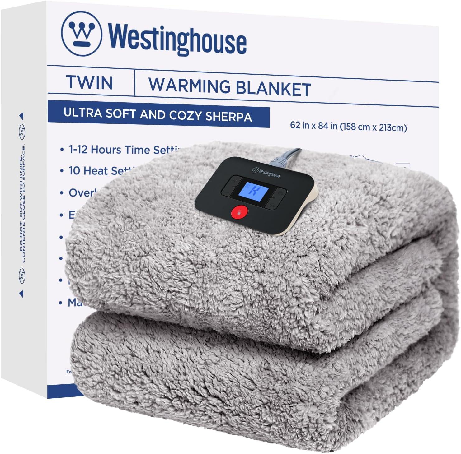 image:imageWestinghouse Electric Blanket Throw Size Soft Plush Sherpa Heated Blanket with 6 Heating Levels amp 210 Hours AutoOff Machine Washable 50x60 inches RustCharcoal