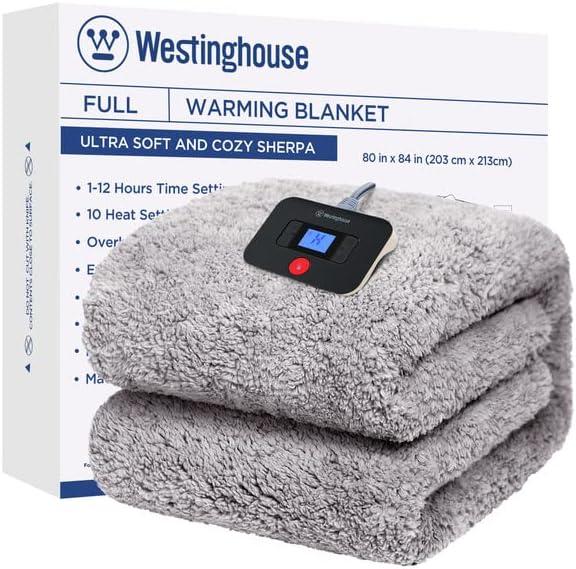 image:imageWestinghouse Electric Blanket Throw Size Soft Plush Sherpa Heated Blanket with 6 Heating Levels amp 210 Hours AutoOff Machine Washable 50x60 inches RustCharcoal