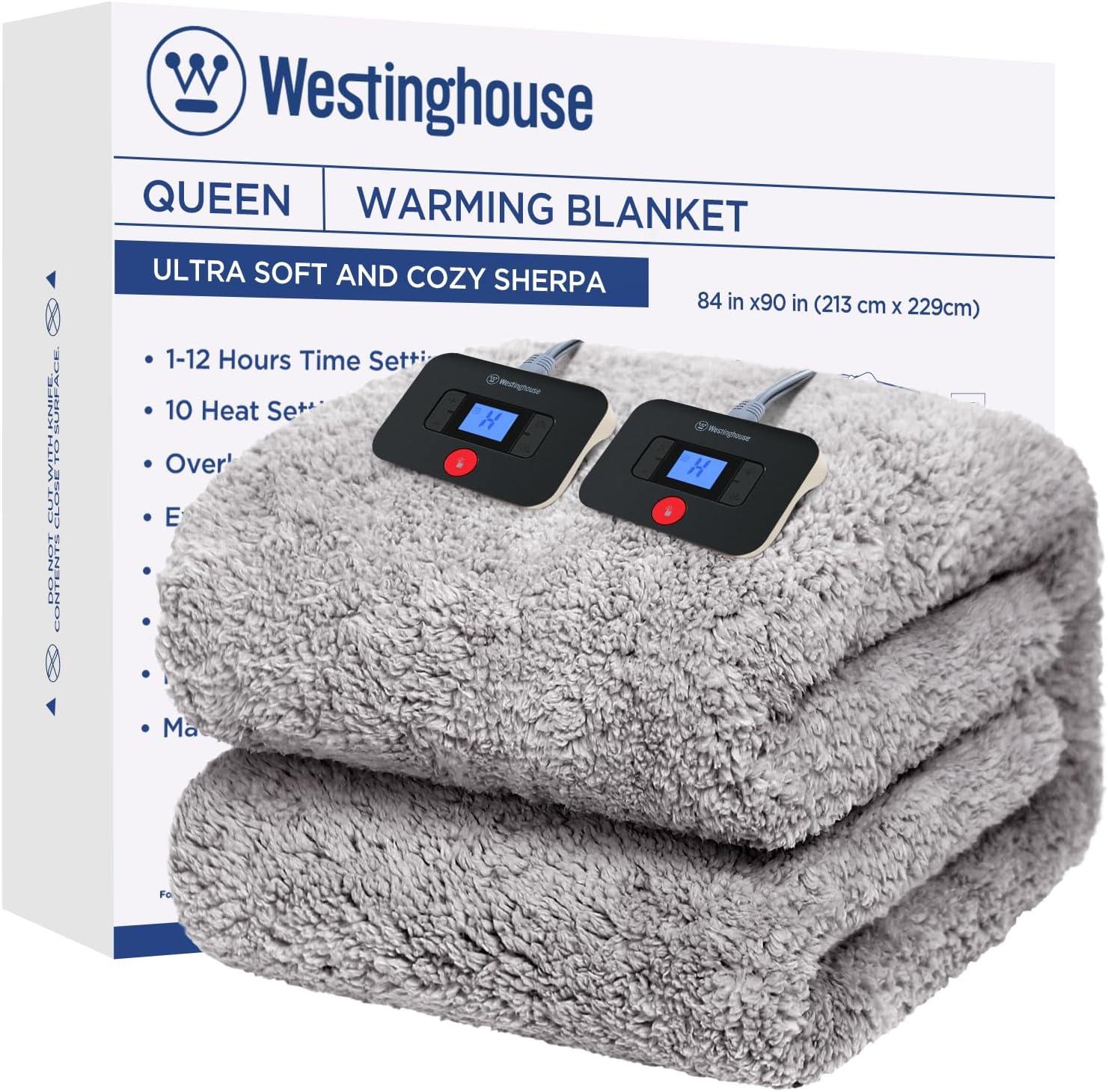 image:imageWestinghouse Electric Blanket Throw Size Soft Plush Sherpa Heated Blanket with 6 Heating Levels amp 210 Hours AutoOff Machine Washable 50x60 inches RustCharcoal