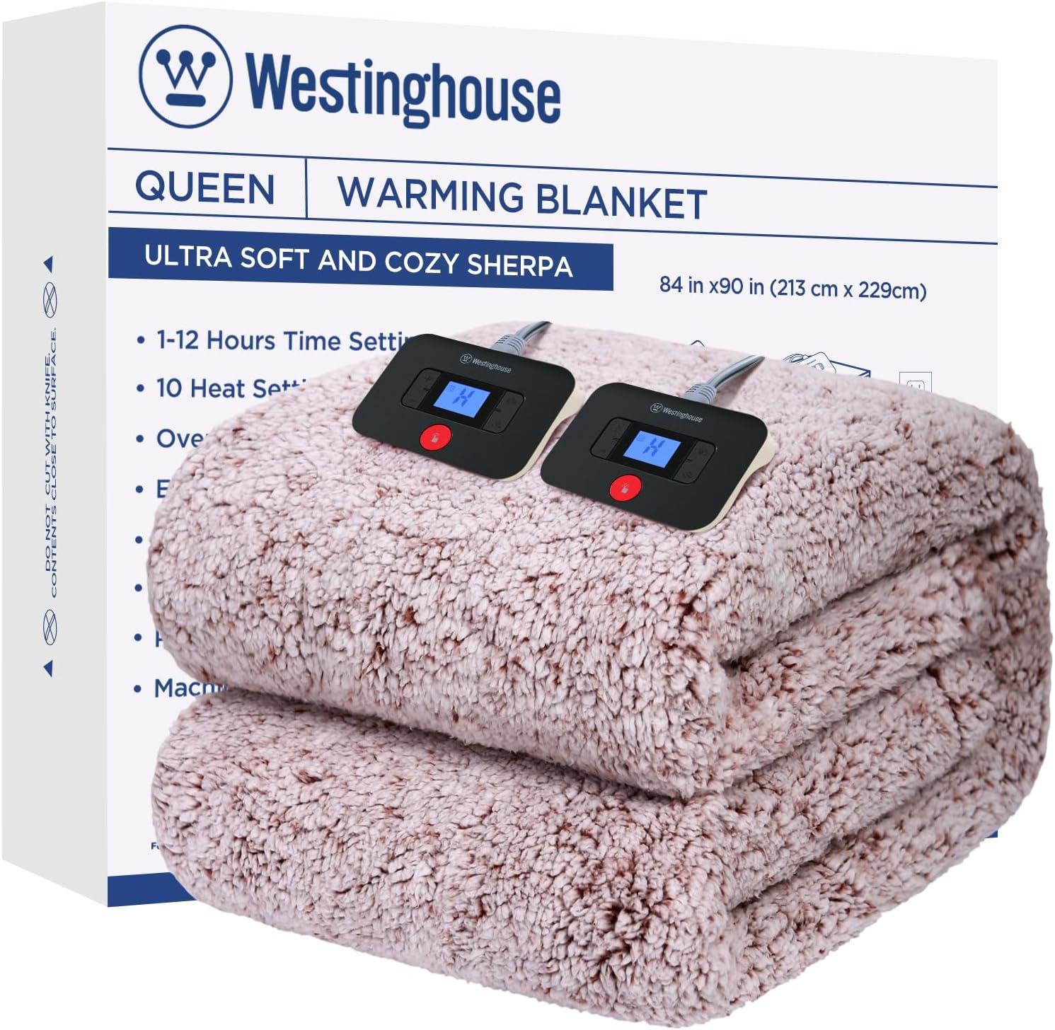 image:imageWestinghouse Electric Blanket Throw Size Soft Plush Sherpa Heated Blanket with 6 Heating Levels amp 210 Hours AutoOff Machine Washable 50x60 inches RustRust