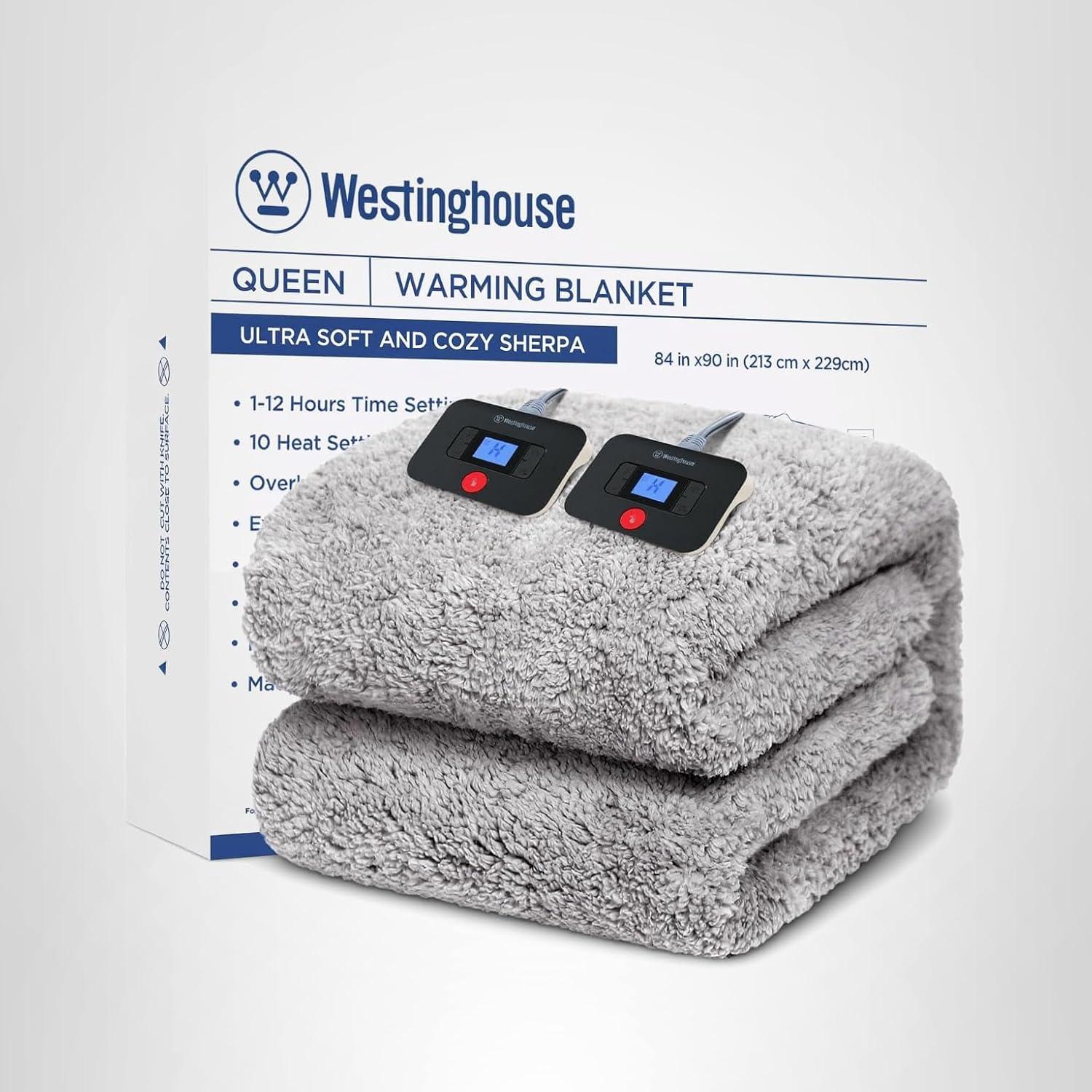 image:imageWestinghouse Electric Blanket Throw Size Soft Plush Sherpa Heated Blanket with 6 Heating Levels amp 210 Hours AutoOff Machine Washable 50x60 inches RustCharcoal