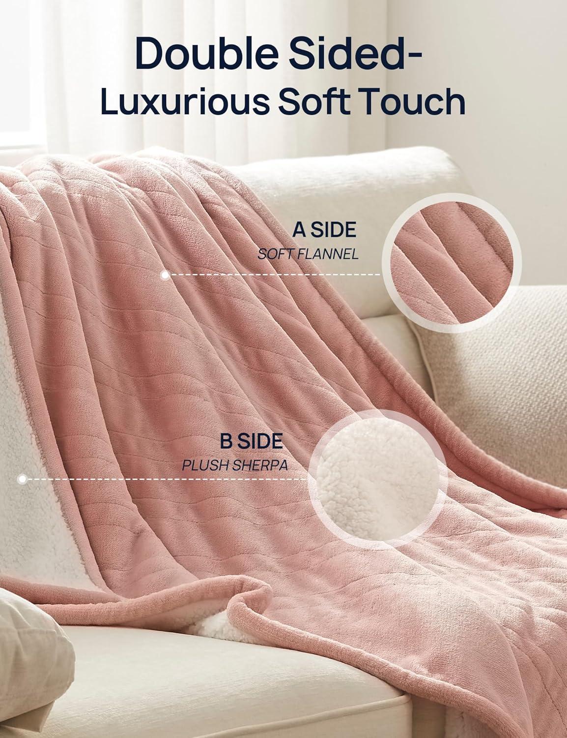 image:imageWestinghouse Electric Blanket with Foot Pocket for Adults Ultra Soft Flannel to Sherpa Heated Throw with 6 Heating Levels amp 210 Hours Time Settings Fast Heating amp Machine Washable 50x62 BrownPink