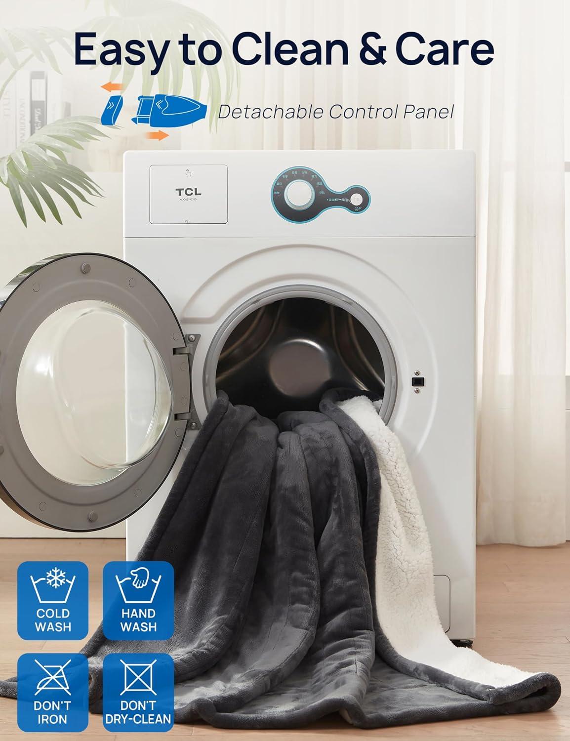image:imageWestinghouse Electric Blanket with Foot Pocket for Adults Ultra Soft Flannel to Sherpa Heated Throw with 6 Heating Levels amp 210 Hours Time Settings Fast Heating amp Machine Washable 50x62 BrownCharcoal