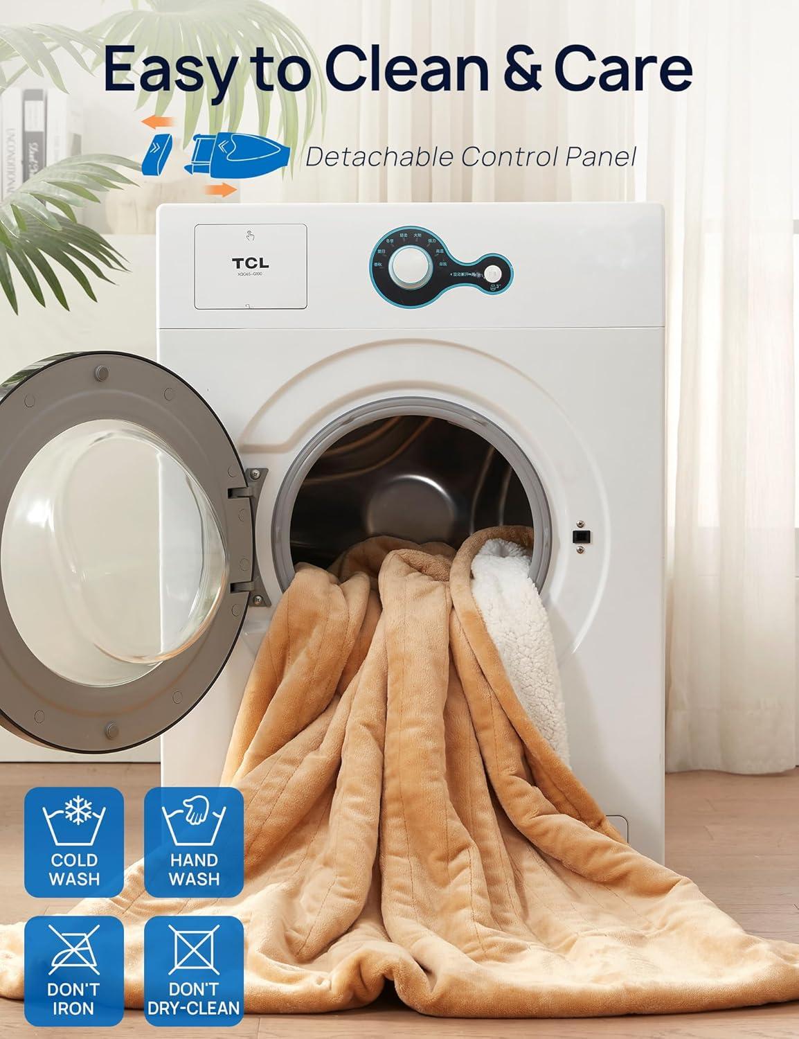 image:imageWestinghouse Electric Blanket with Foot Pocket for Adults Ultra Soft Flannel to Sherpa Heated Throw with 6 Heating Levels amp 210 Hours Time Settings Fast Heating amp Machine Washable 50x62 BrownBrown