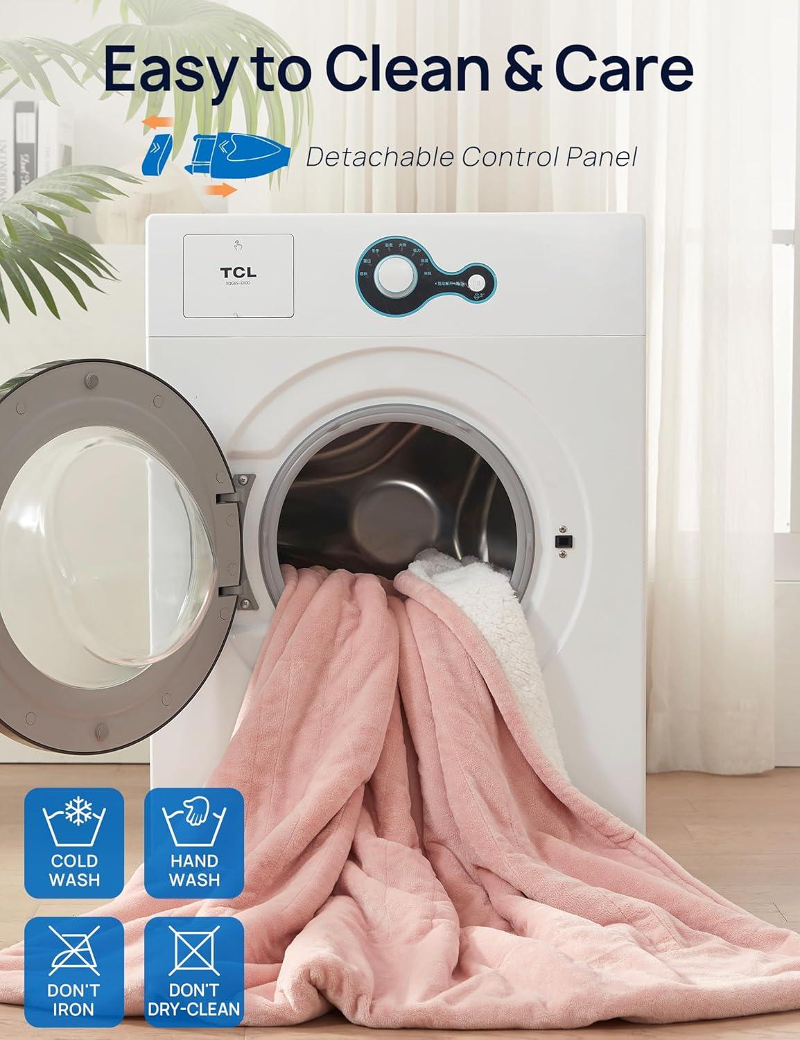 image:imageWestinghouse Electric Blanket with Foot Pocket for Adults Ultra Soft Flannel to Sherpa Heated Throw with 6 Heating Levels amp 210 Hours Time Settings Fast Heating amp Machine Washable 50x62 BrownPink