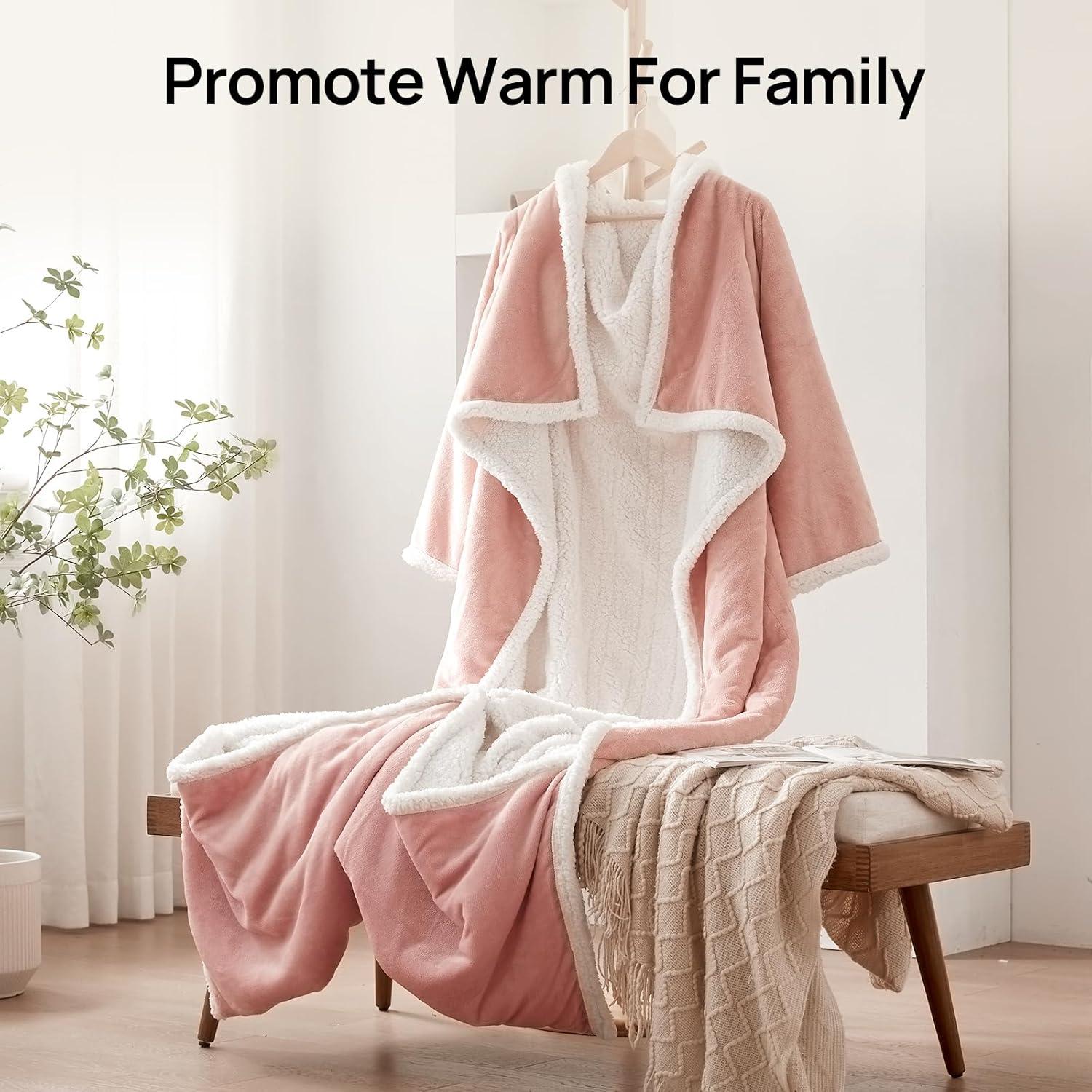 image:imageWestinghouse Electric Snuggle Throw Blankets with Foot Pocket Wearable Heated Blanket with Sleeves 6 Heating Levels amp 2 to 10 Hours Heating Time Settings 50 7018 GreyPinkivory