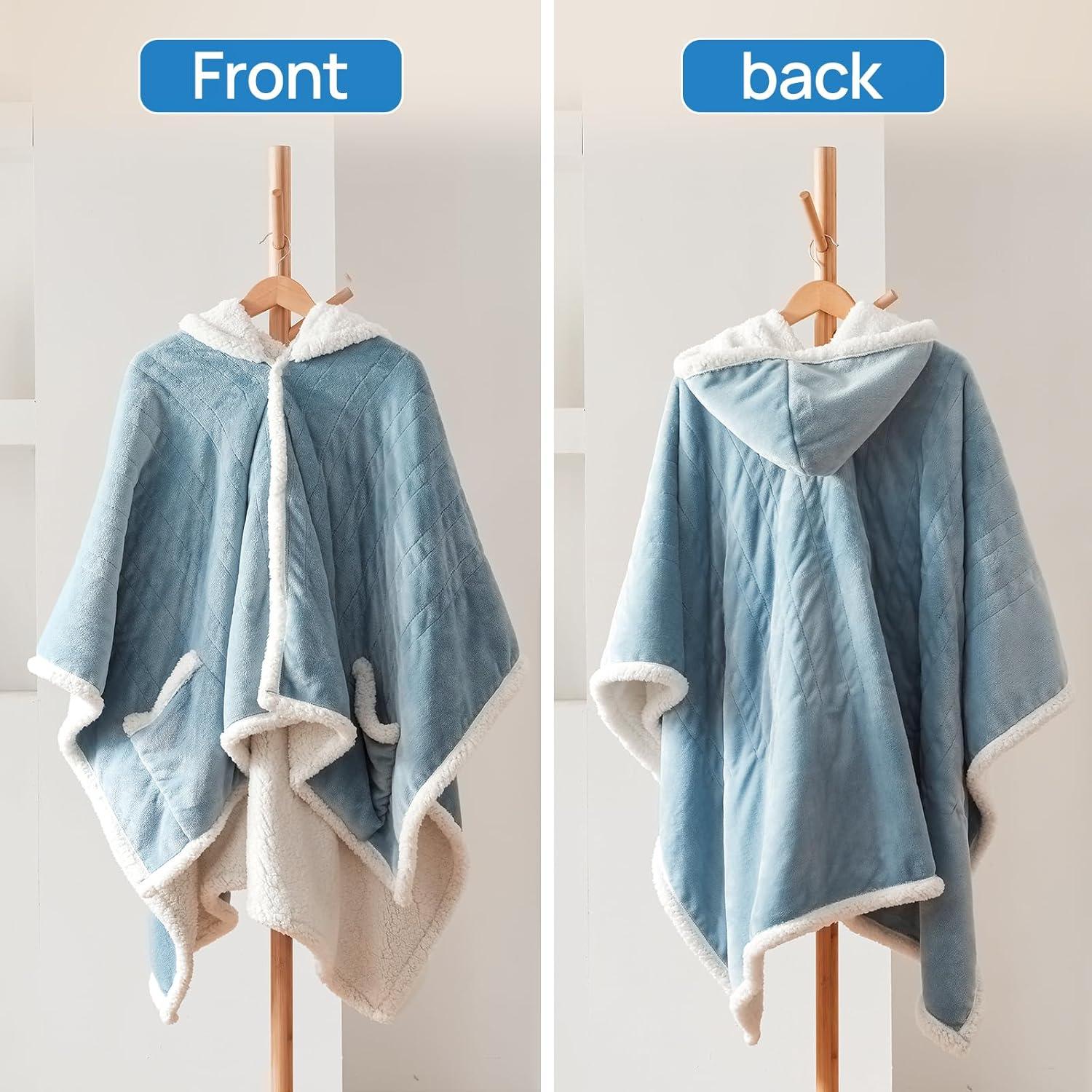 image:imageWestinghouse Electric Snuggle Throw Blankets with Foot Pocket Wearable Heated Blanket with Sleeves 6 Heating Levels amp 2 to 10 Hours Heating Time Settings 50 7018 GreyLight Blue