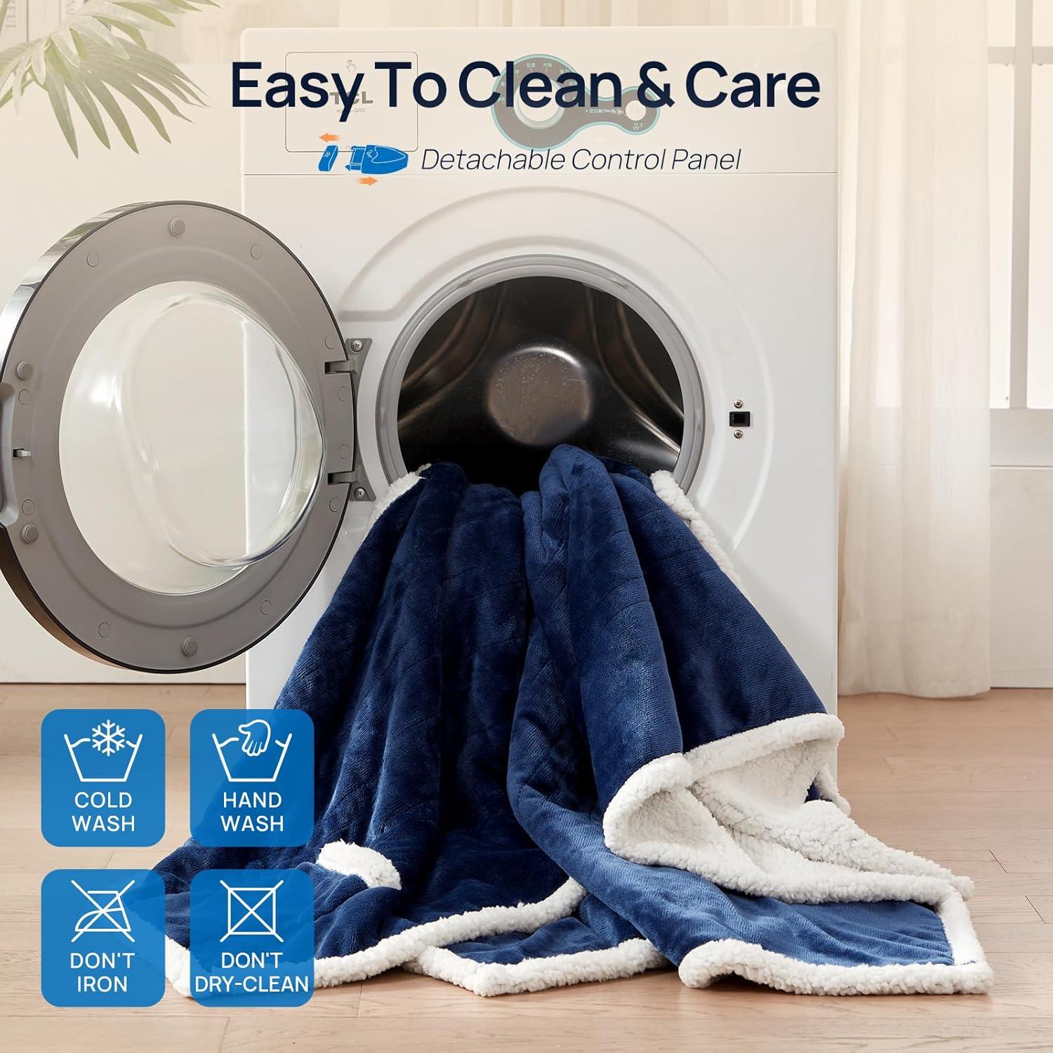 image:imageWestinghouse Electric Snuggle Throw Blankets with Foot Pocket Wearable Heated Blanket with Sleeves 6 Heating Levels amp 2 to 10 Hours Heating Time Settings 50 7018 GreyNavy Blue
