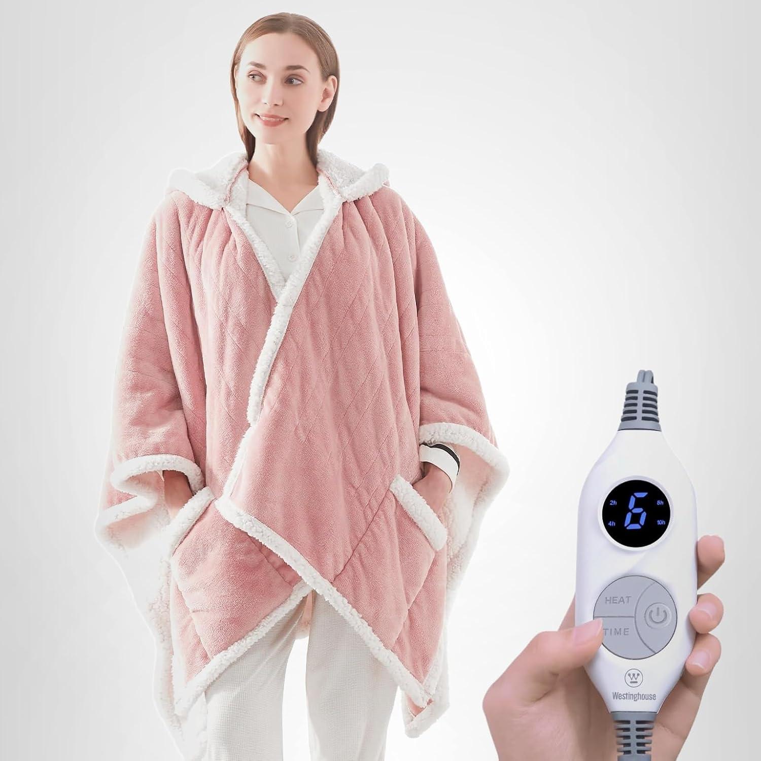 image:imageWestinghouse Electric Snuggle Throw Blankets with Foot Pocket Wearable Heated Blanket with Sleeves 6 Heating Levels amp 2 to 10 Hours Heating Time Settings 50 7018 GreyPink
