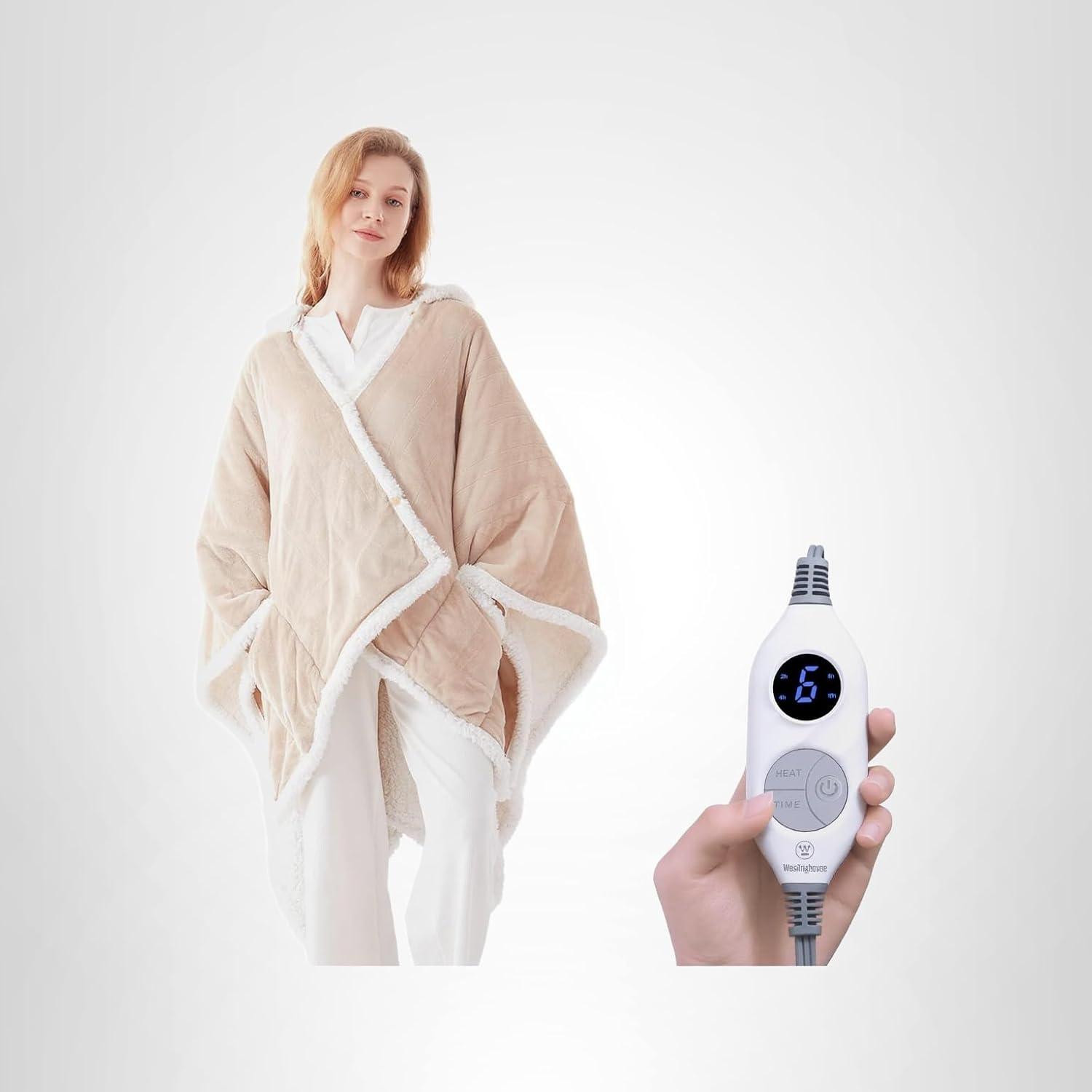 image:imageWestinghouse Electric Snuggle Throw Blankets with Foot Pocket Wearable Heated Blanket with Sleeves 6 Heating Levels amp 2 to 10 Hours Heating Time Settings 50 7018 GreyBeige