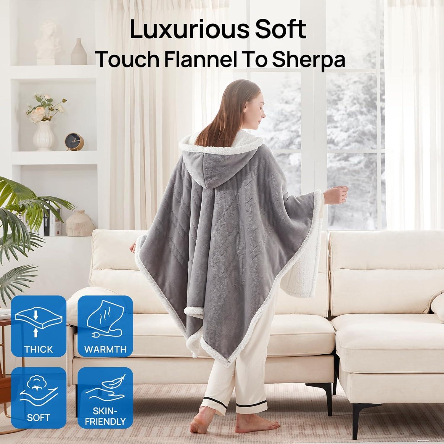 image:imageWestinghouse Electric Snuggle Throw Blankets with Foot Pocket Wearable Heated Blanket with Sleeves 6 Heating Levels amp 2 to 10 Hours Heating Time Settings 50 7018 GreyLight Grey