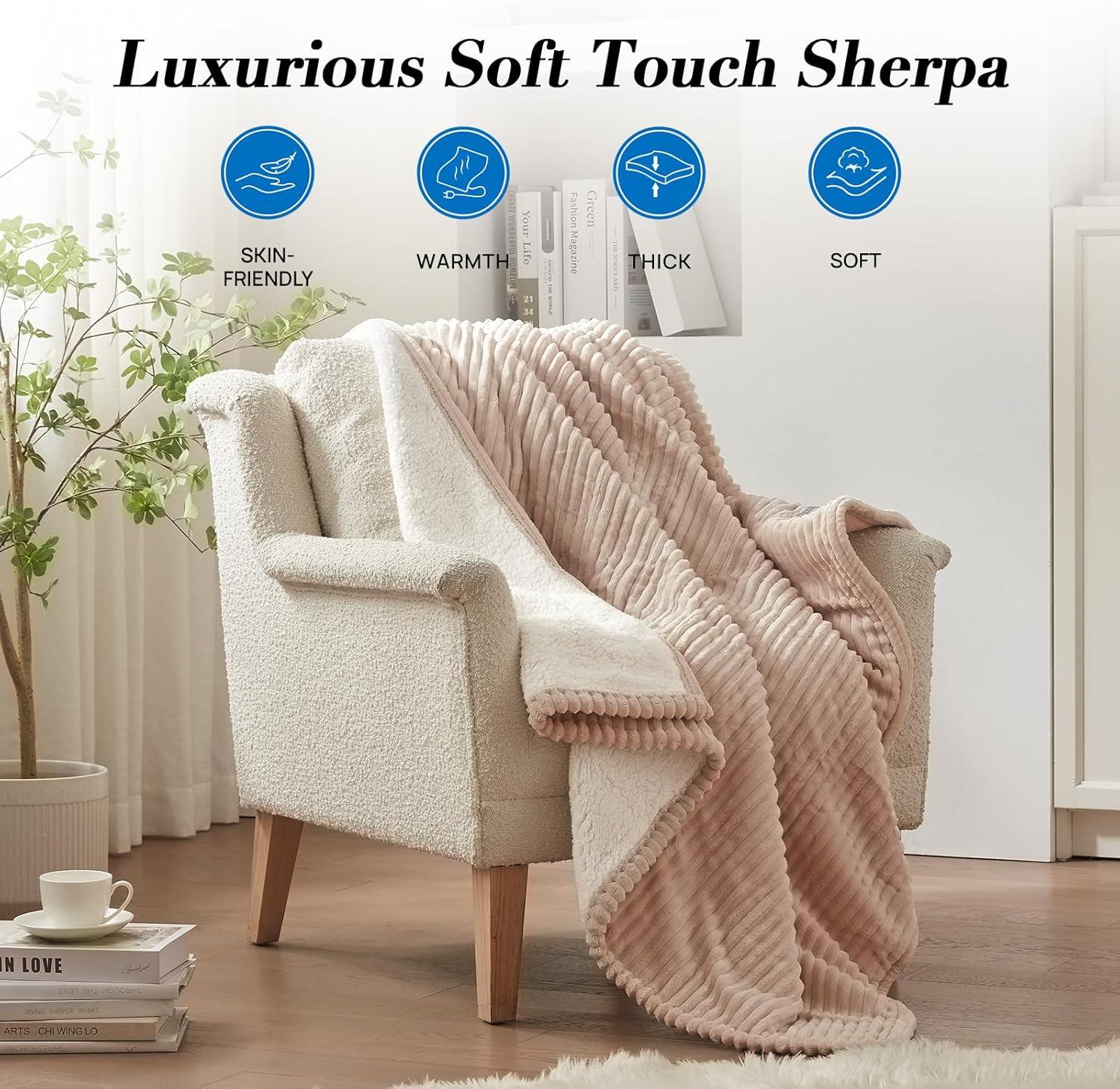 image:imageWestinghouse Full Size Heated Blanket Soft Flannel to Sherpa Reversible Electric Blanket Full with 10 Heating Settings amp 112 Hours Auto Shut Off Machine Washable 72 x 84 BeigeBeige