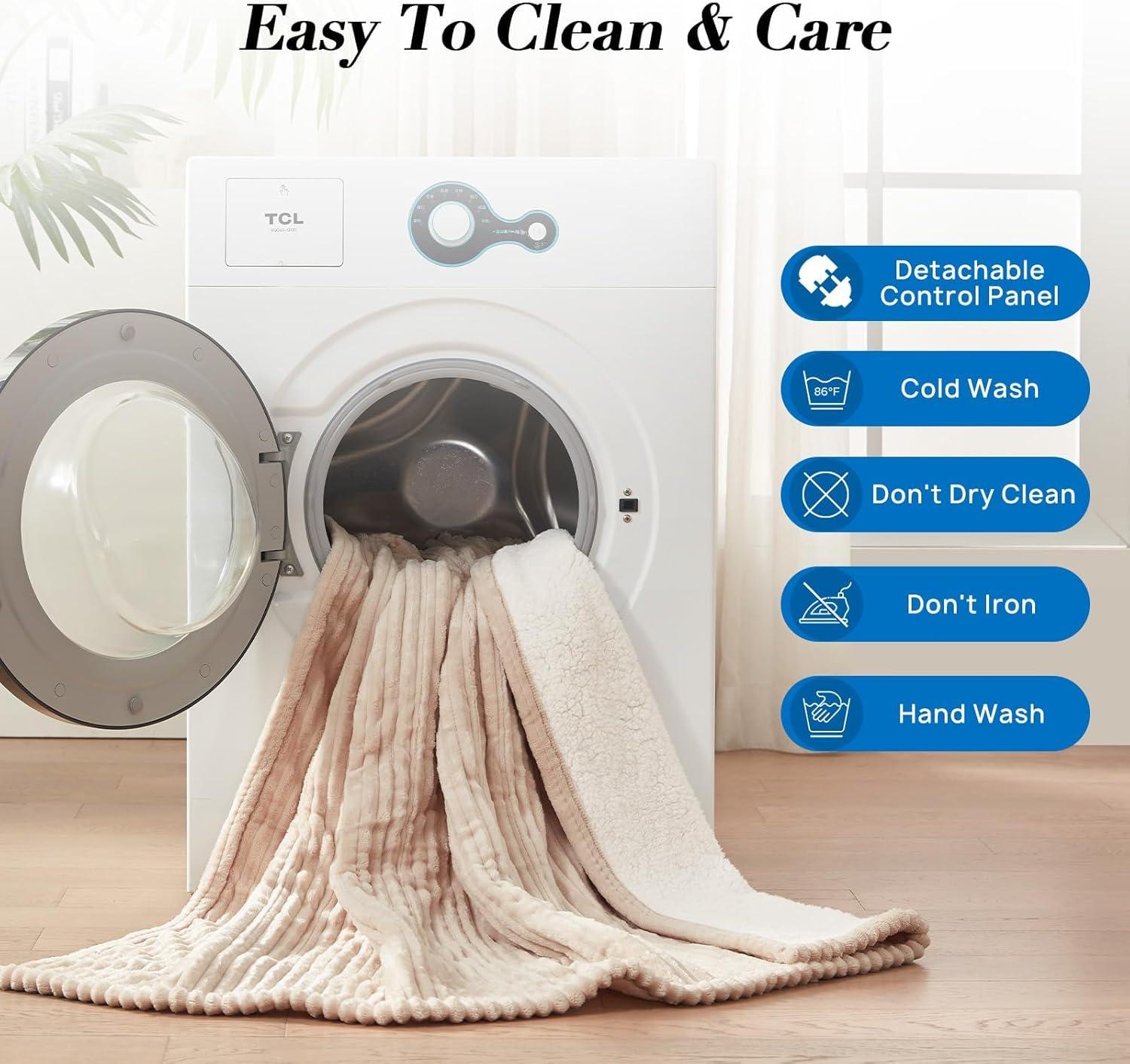 image:imageWestinghouse Full Size Heated Blanket Soft Flannel to Sherpa Reversible Electric Blanket Full with 10 Heating Settings amp 112 Hours Auto Shut Off Machine Washable 72 x 84 BeigeBeige