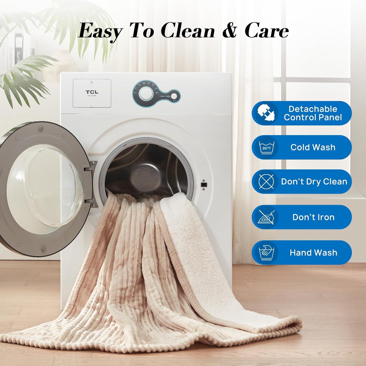 image:imageWestinghouse Full Size Heated Blanket Soft Flannel to Sherpa Reversible Electric Blanket Full with 10 Heating Settings amp 112 Hours Auto Shut Off Machine Washable 72 x 84 BeigeBeige