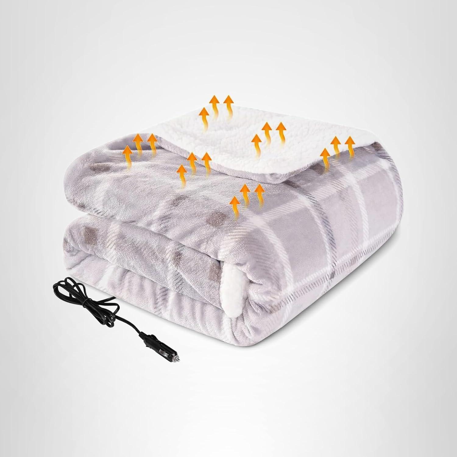 image:imageWestinghouse Heated Car Blanket 12Volt Electric Blanket for Car Truck SUV RV Portable Heated Throw for Camping Red Buffalo Plaid 59 x 43Beige Plaid