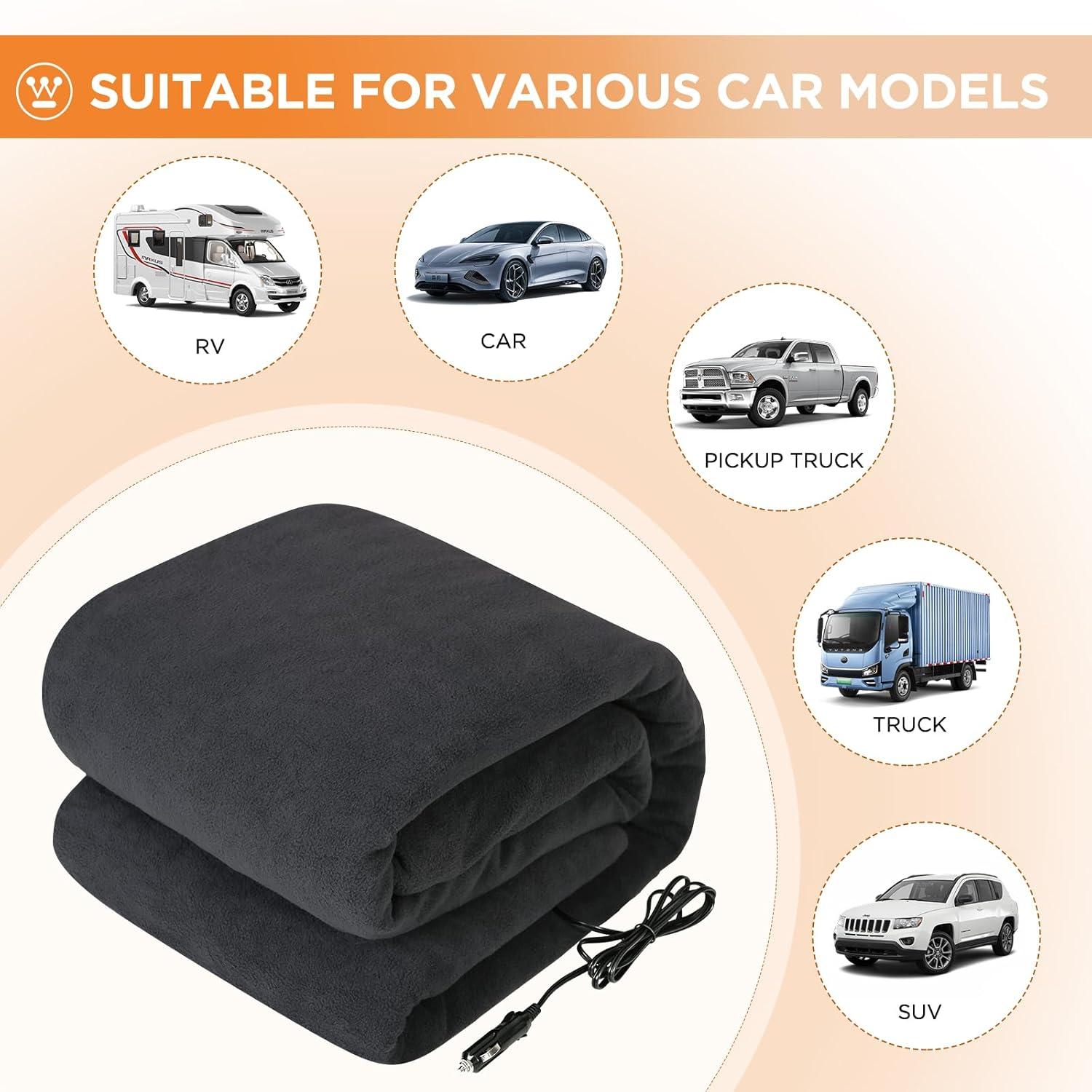 image:imageWestinghouse Heated Car Blanket 12Volt Electric Blanket for Car Truck SUV RV Portable Heated Throw for Camping Red Buffalo Plaid 59 x 43Charcoal