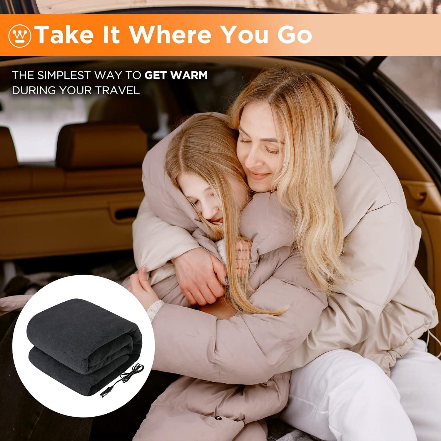 image:imageWestinghouse Heated Car Blanket 12Volt Electric Blanket for Car Truck SUV RV Portable Heated Throw for Camping Red Buffalo Plaid 59 x 43Charcoal