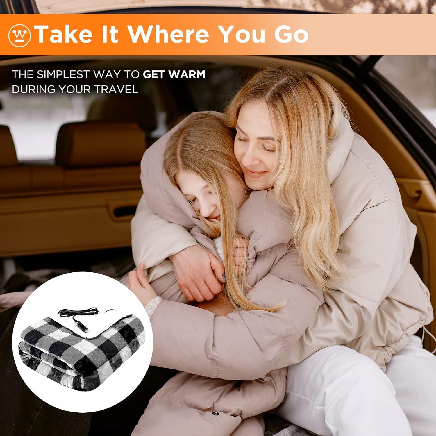 image:imageWestinghouse Heated Car Blanket 12Volt Electric Blanket for Car Truck SUV RV Portable Heated Throw for Camping Red Buffalo Plaid 59 x 43Grey Buffalo Plaid