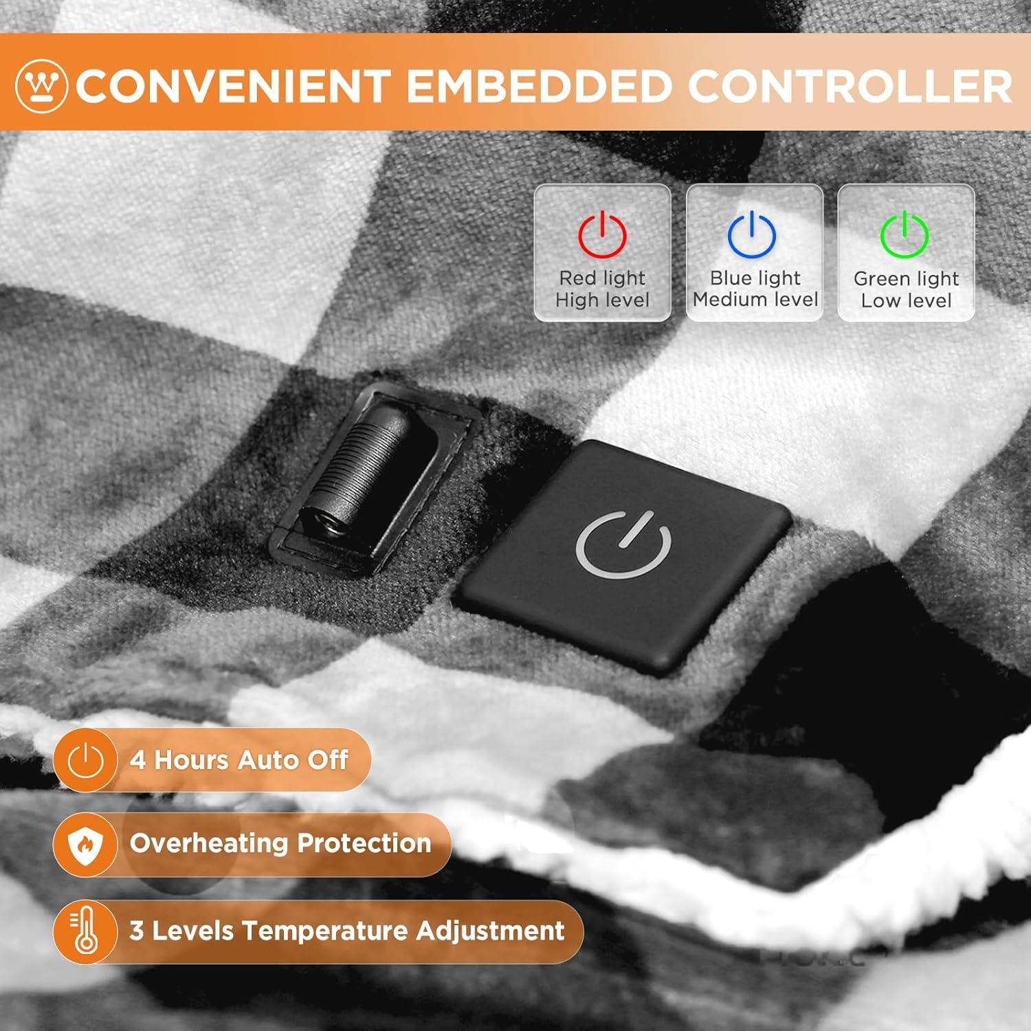 image:imageWestinghouse Heated Car Blanket 12Volt Electric Blanket for Car Truck SUV RV Portable Heated Throw for Camping Red Buffalo Plaid 59 x 43Grey Buffalo Plaid